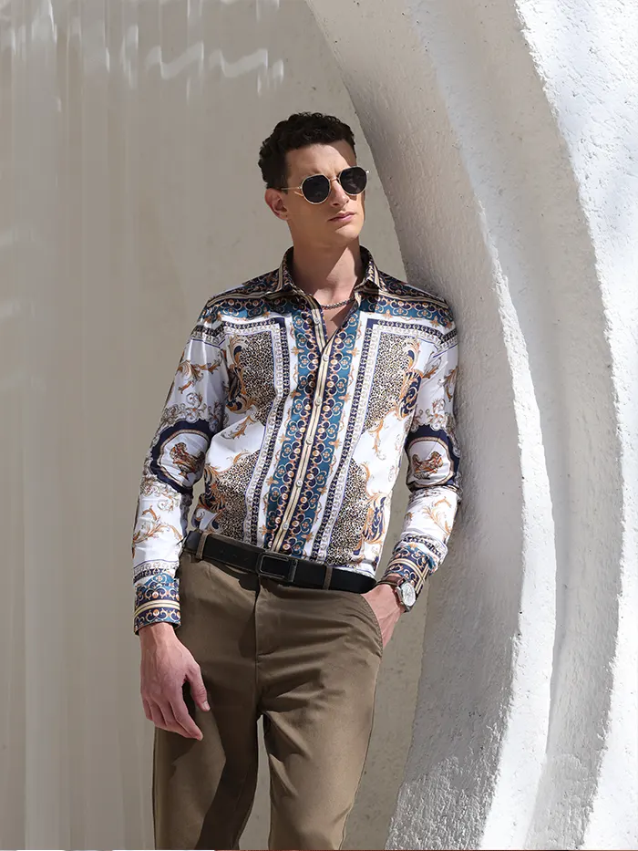 Abstract Animal Print Cotton Shirt - Image 6