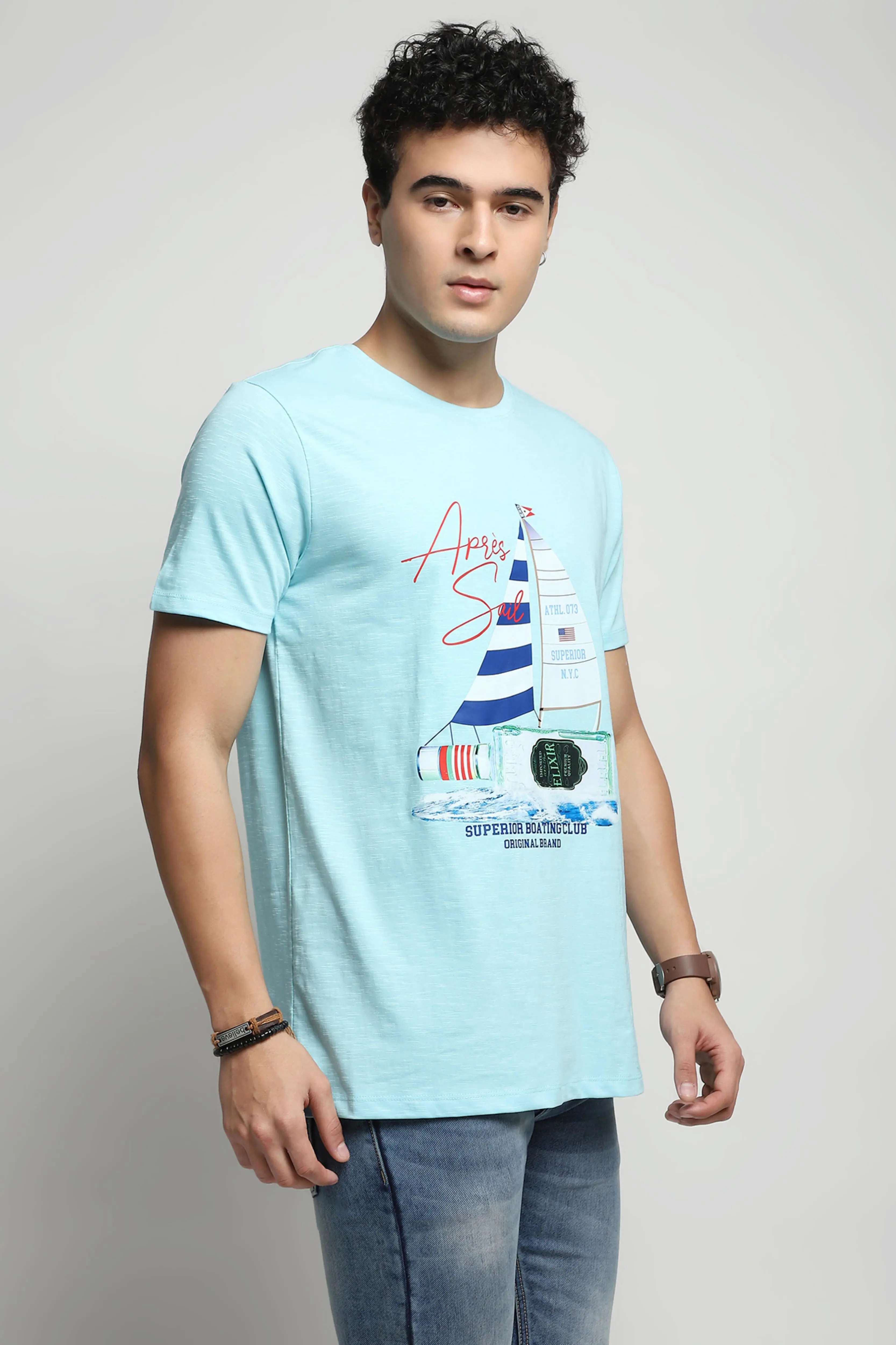 Aqua Graphic Cotton T-Shirt - Image 3