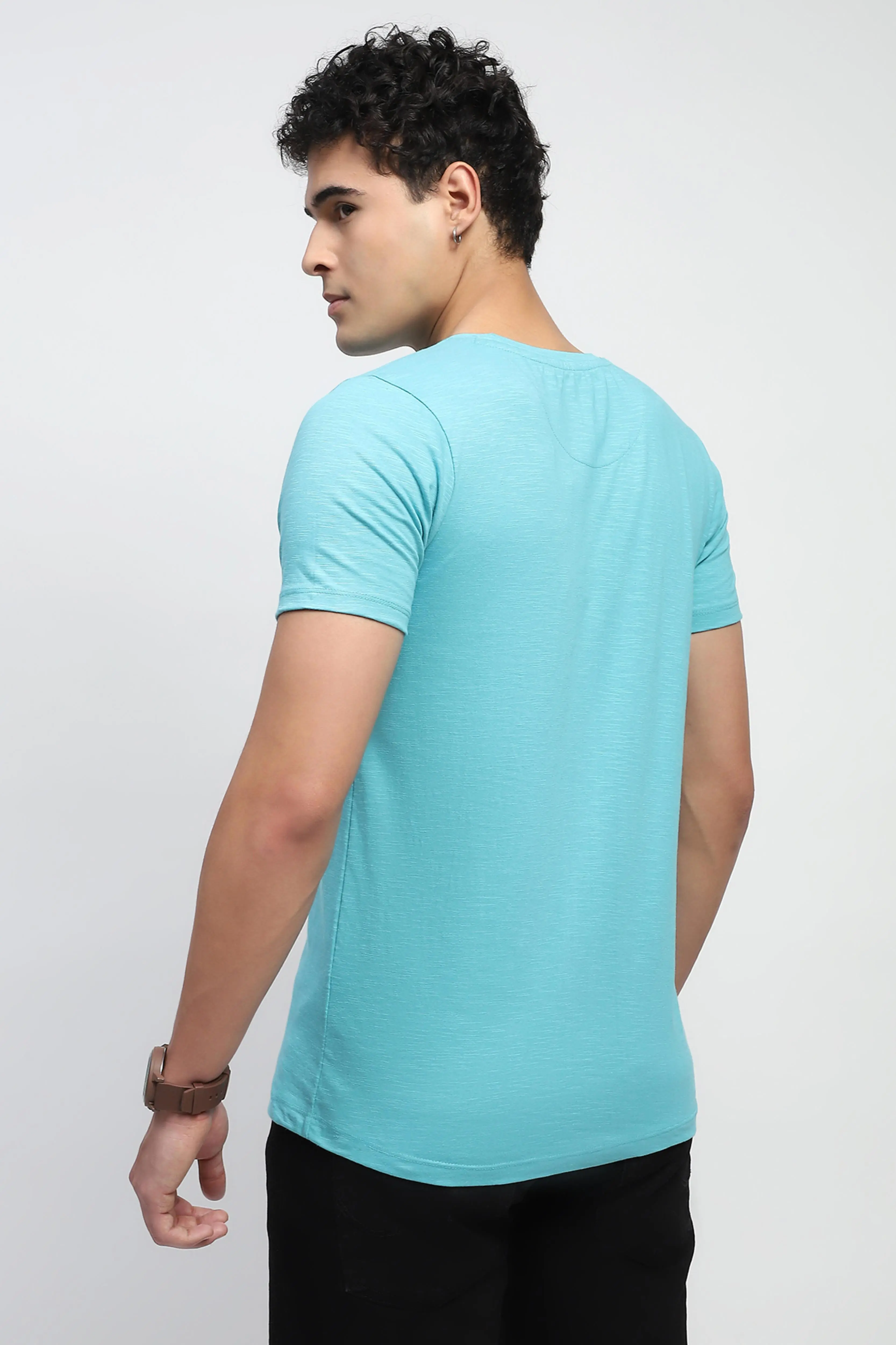Blue Graphic Cotton T-Shirt - Image 4