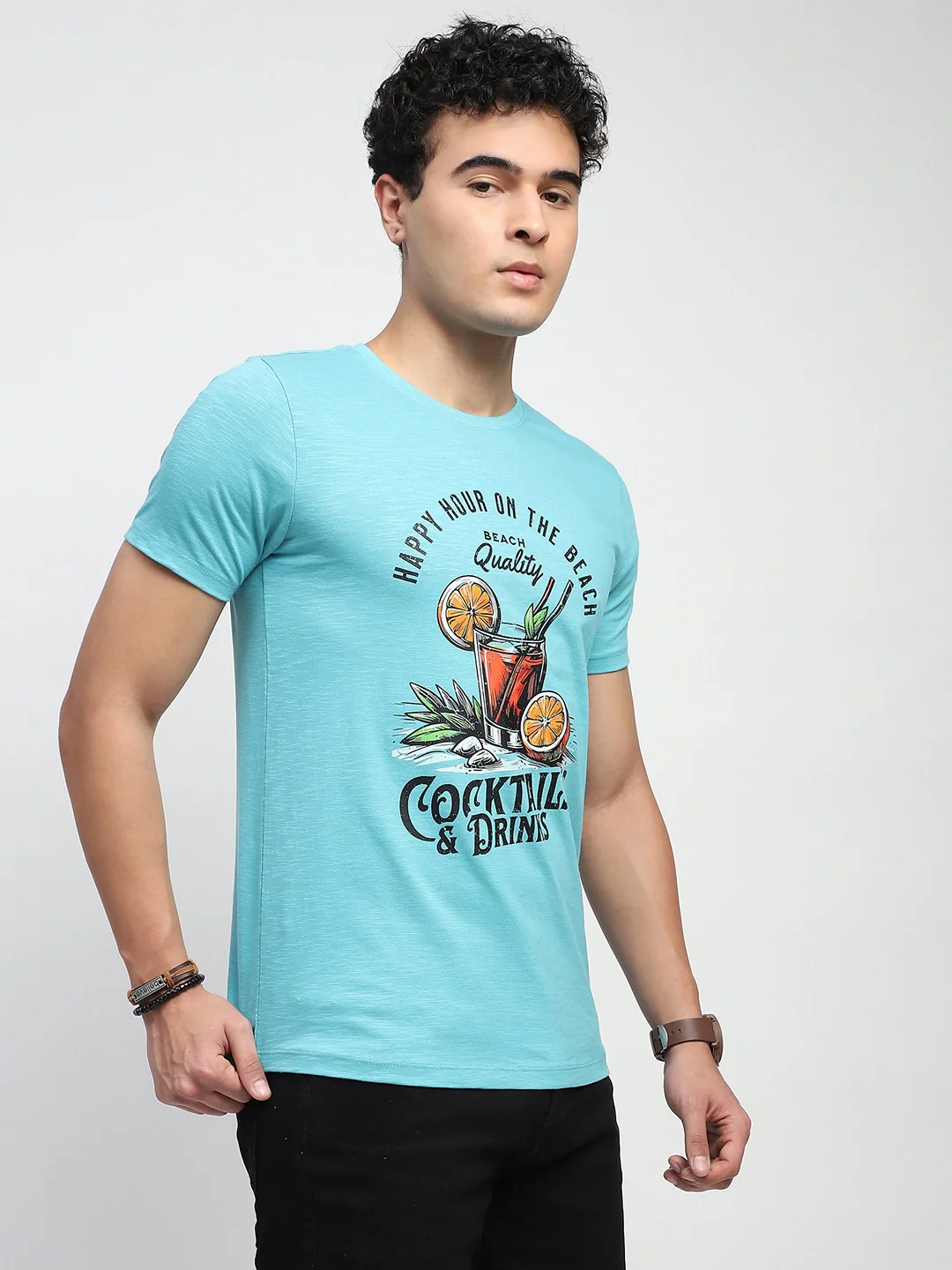 Blue Graphic Cotton T-Shirt - Image 9