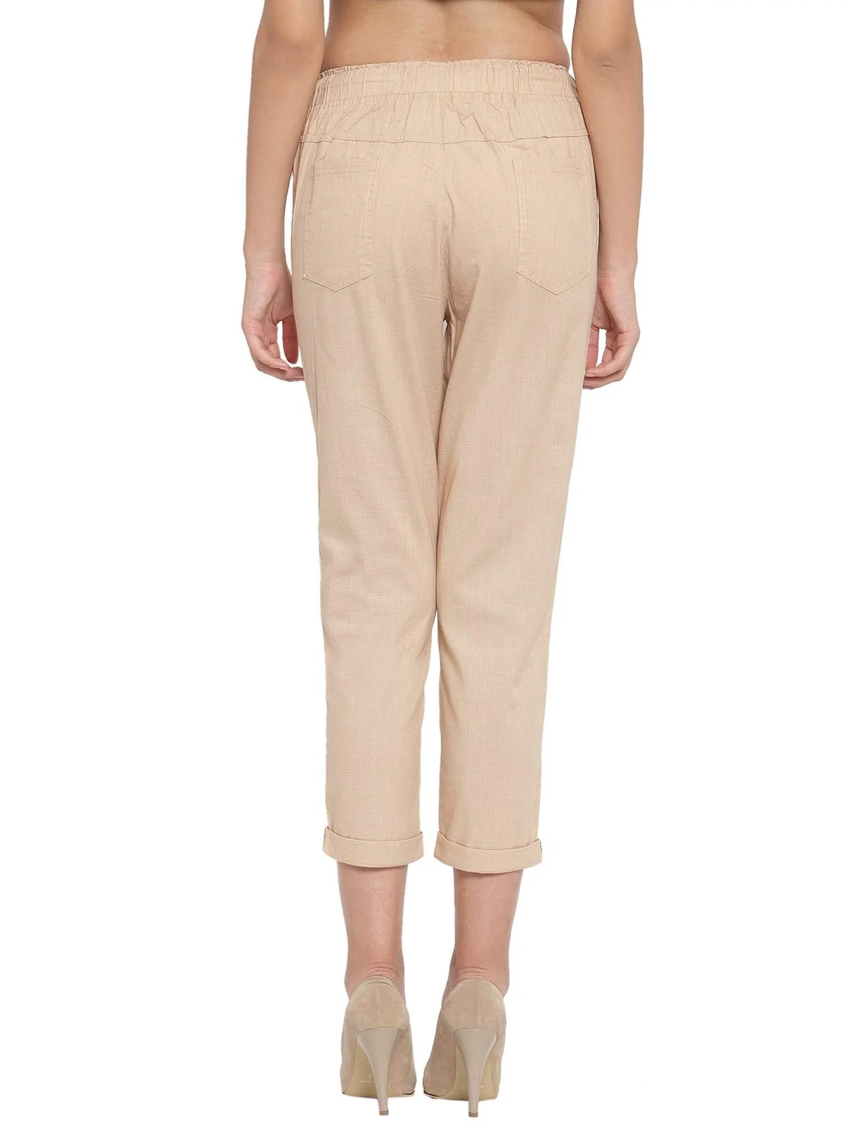 Beige Ankle Length Cotton Lower - Image 3