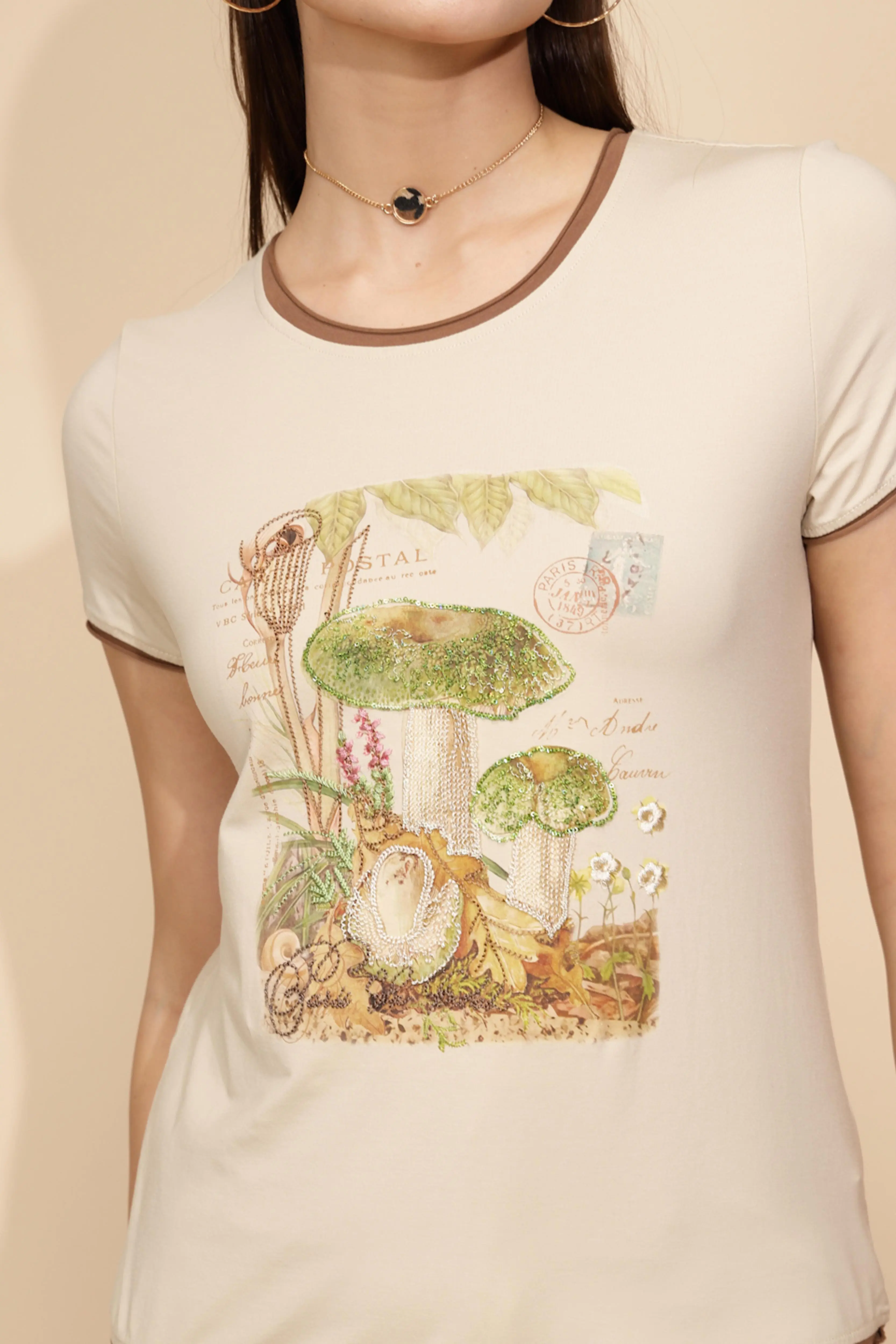 Beige Cotton Regular Fit Top - Image 5