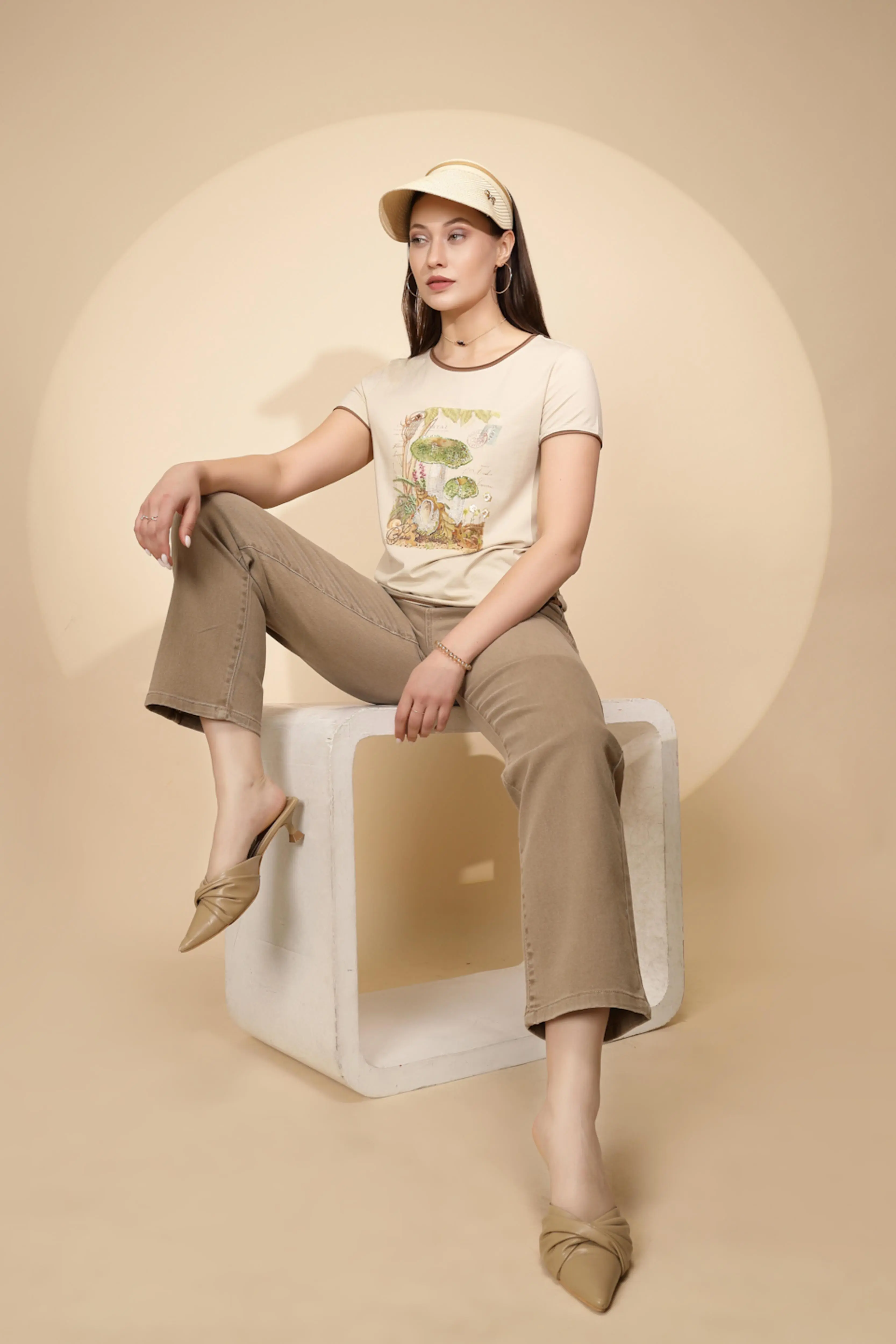 Beige Cotton Regular Fit Top - Image 7