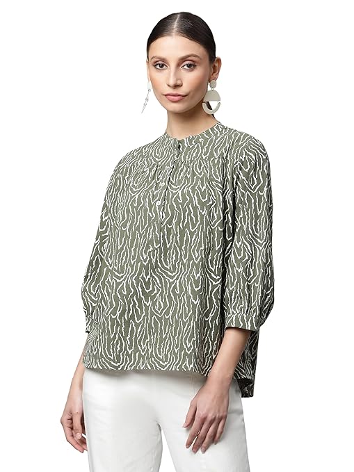 Beige Floral Cotton Top - Image 33