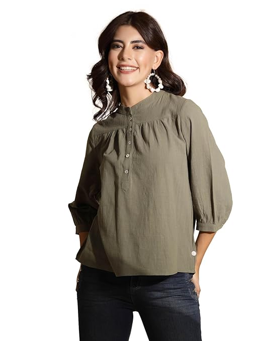 Beige Floral Cotton Top - Image 46