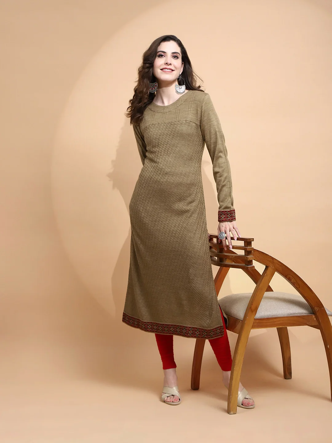 Beige cotton Regular Fit Kurta - Image 16