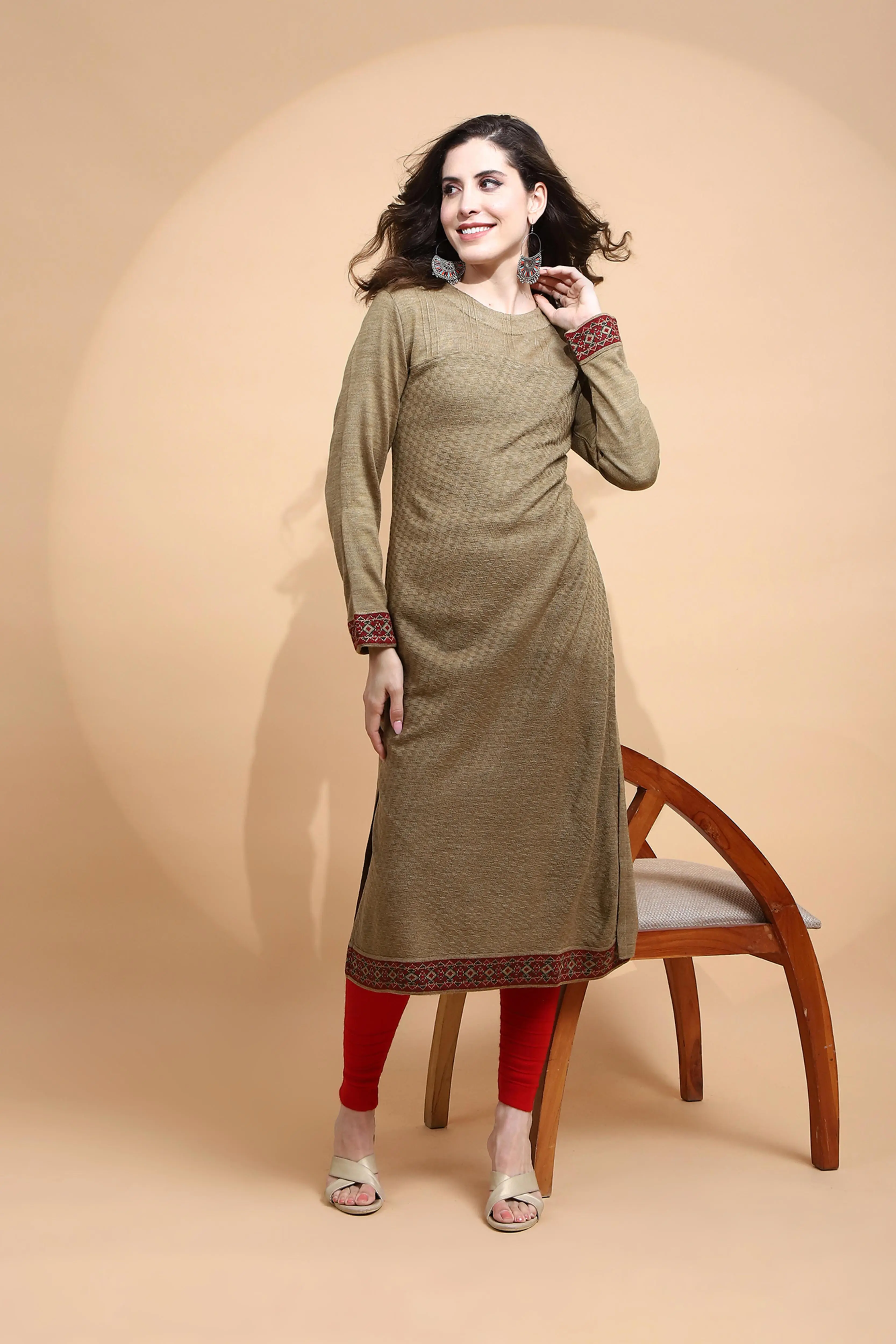 Beige cotton Regular Fit Kurta - Image 7