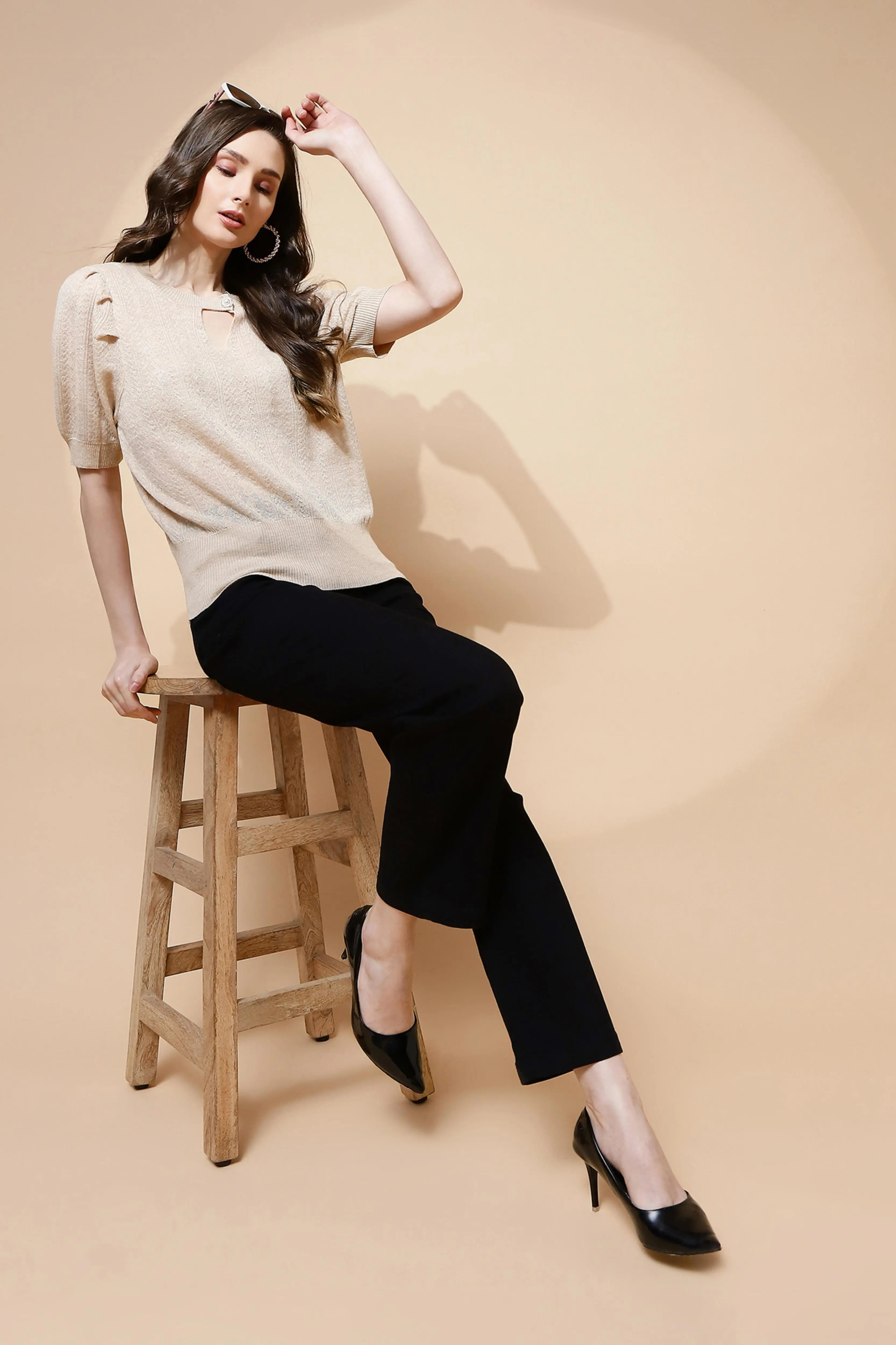 Beige Textured Loose Top - Image 7