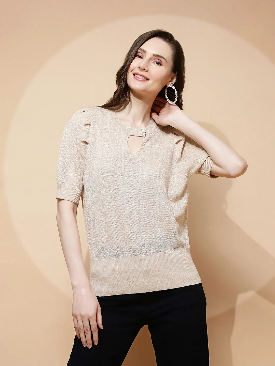 Beige Textured Loose Top - Image 9