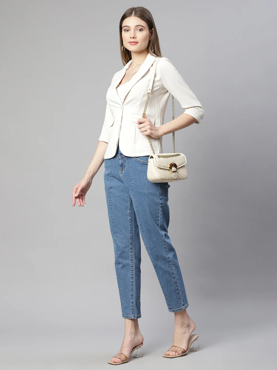 Beige Regular Fit Formal Blazer - Image 13