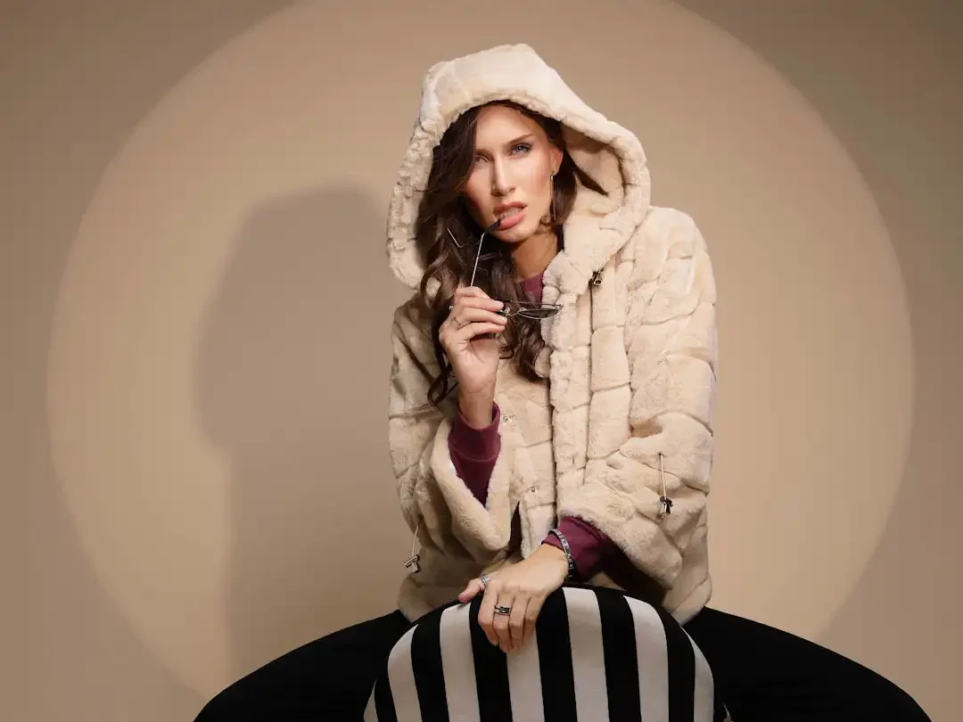 Women's Solid Hooded Beige Jacket - Image 19