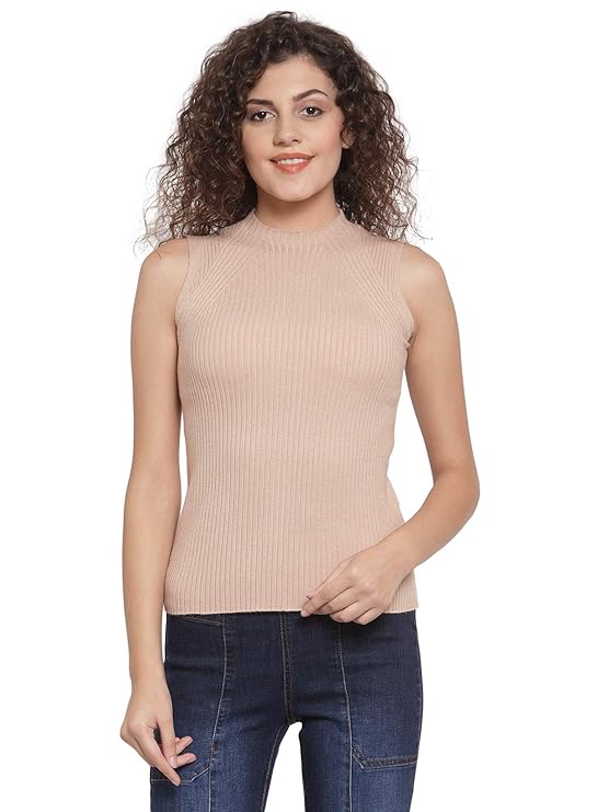 Beige Stretchable Knit Skivvy Top - Image 7