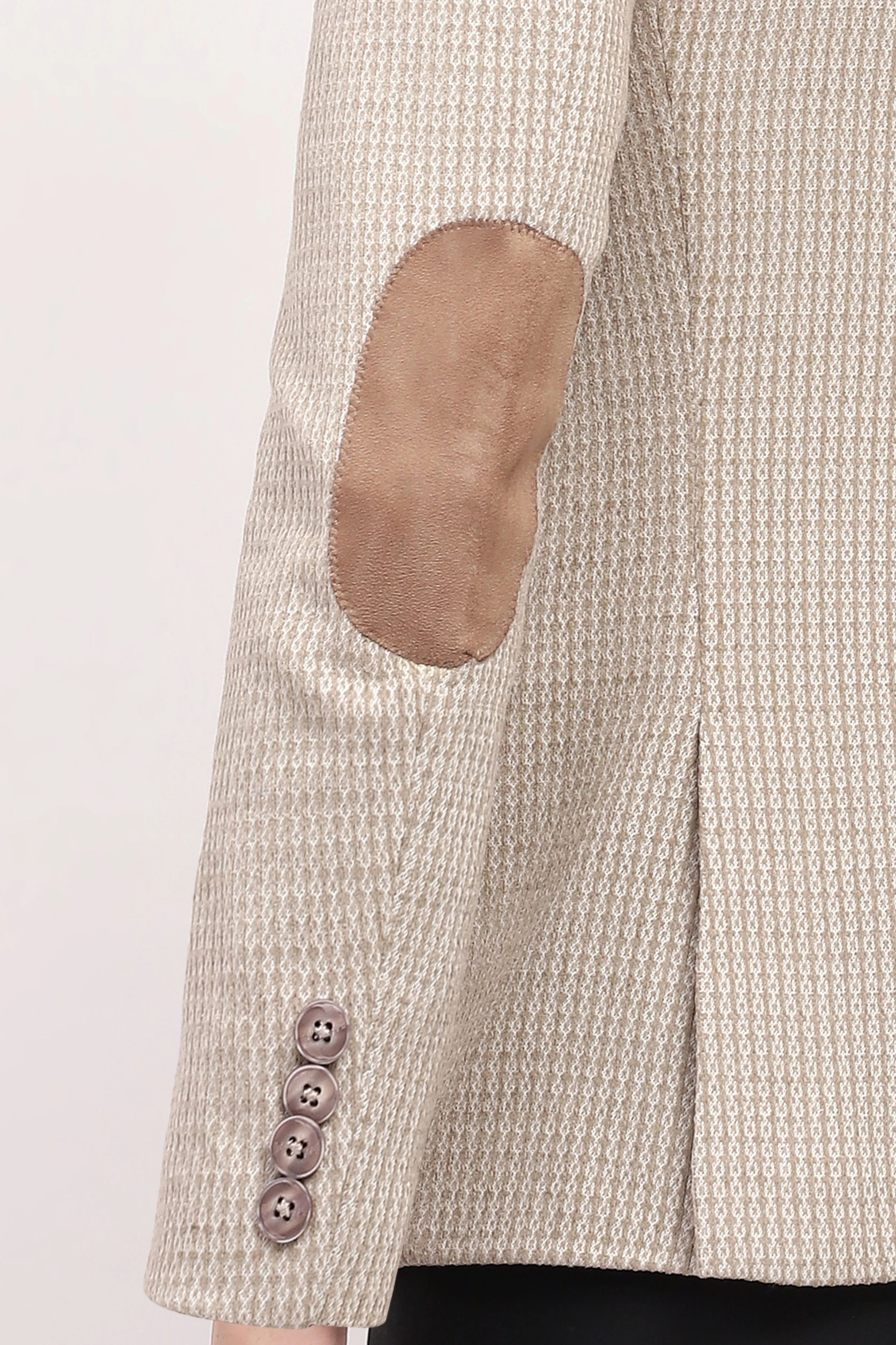 Beige Tailored Elbow Patch Coat - Image 6