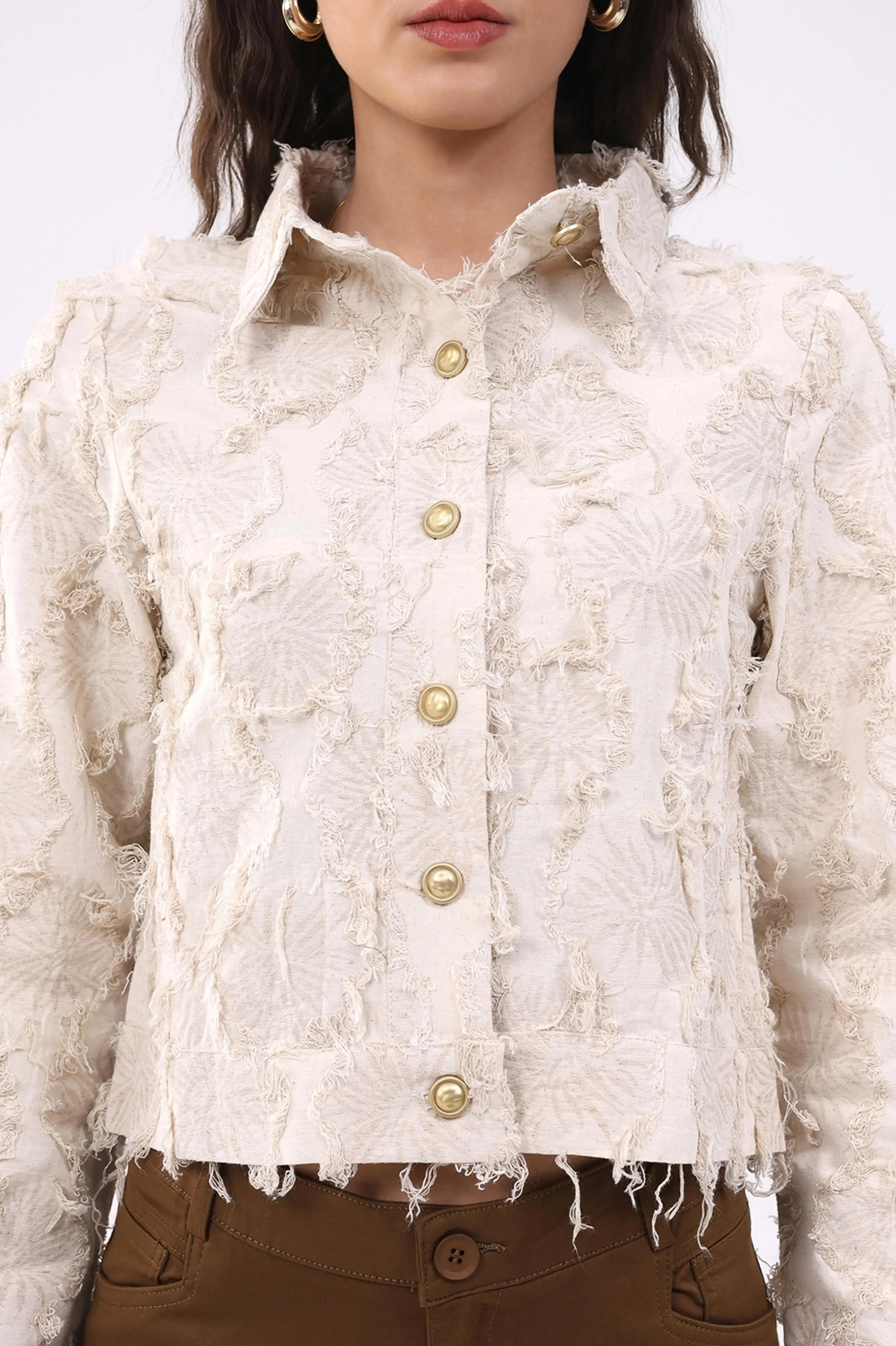 Beige Textured Cotton Shacket - Image 6