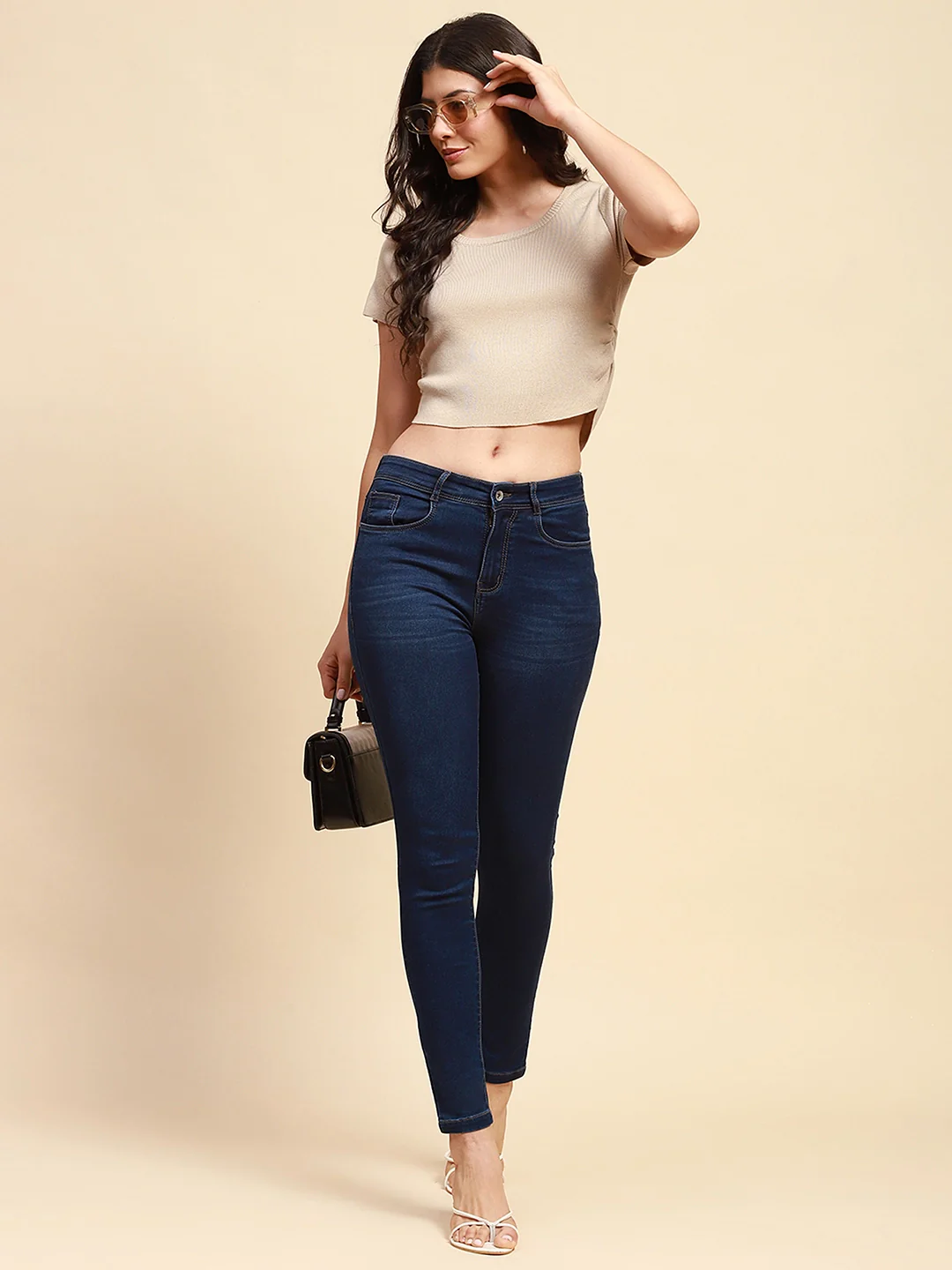 Beige Viscose Blend Crop Top - Image 7