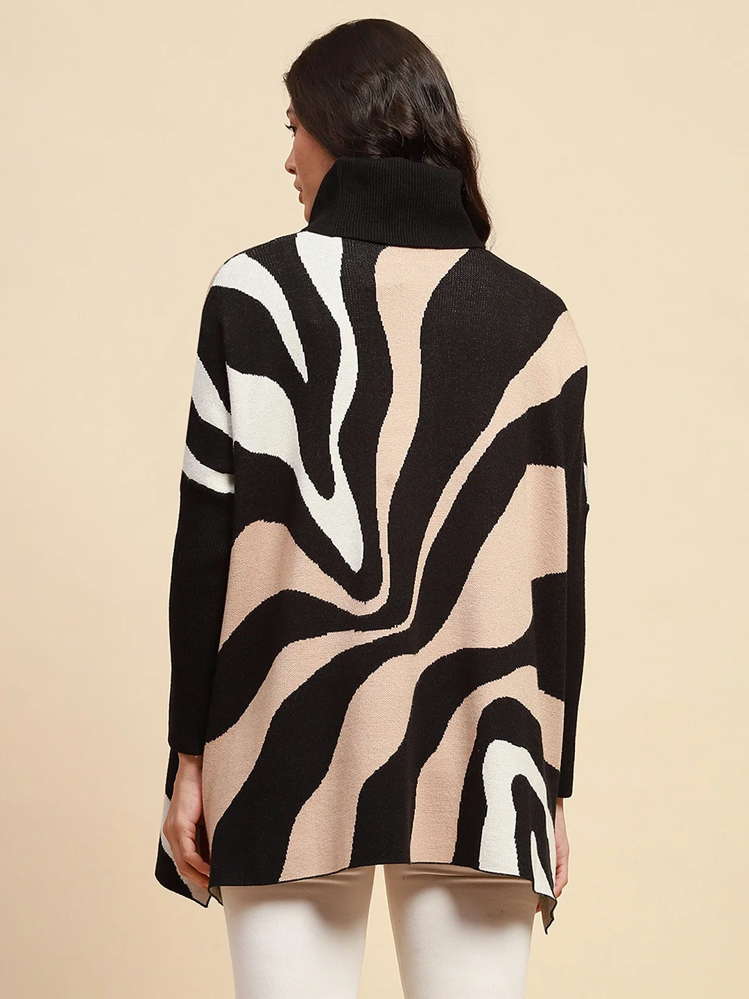 Beige Loose Fit Viscose Blend Pullover - Image 6