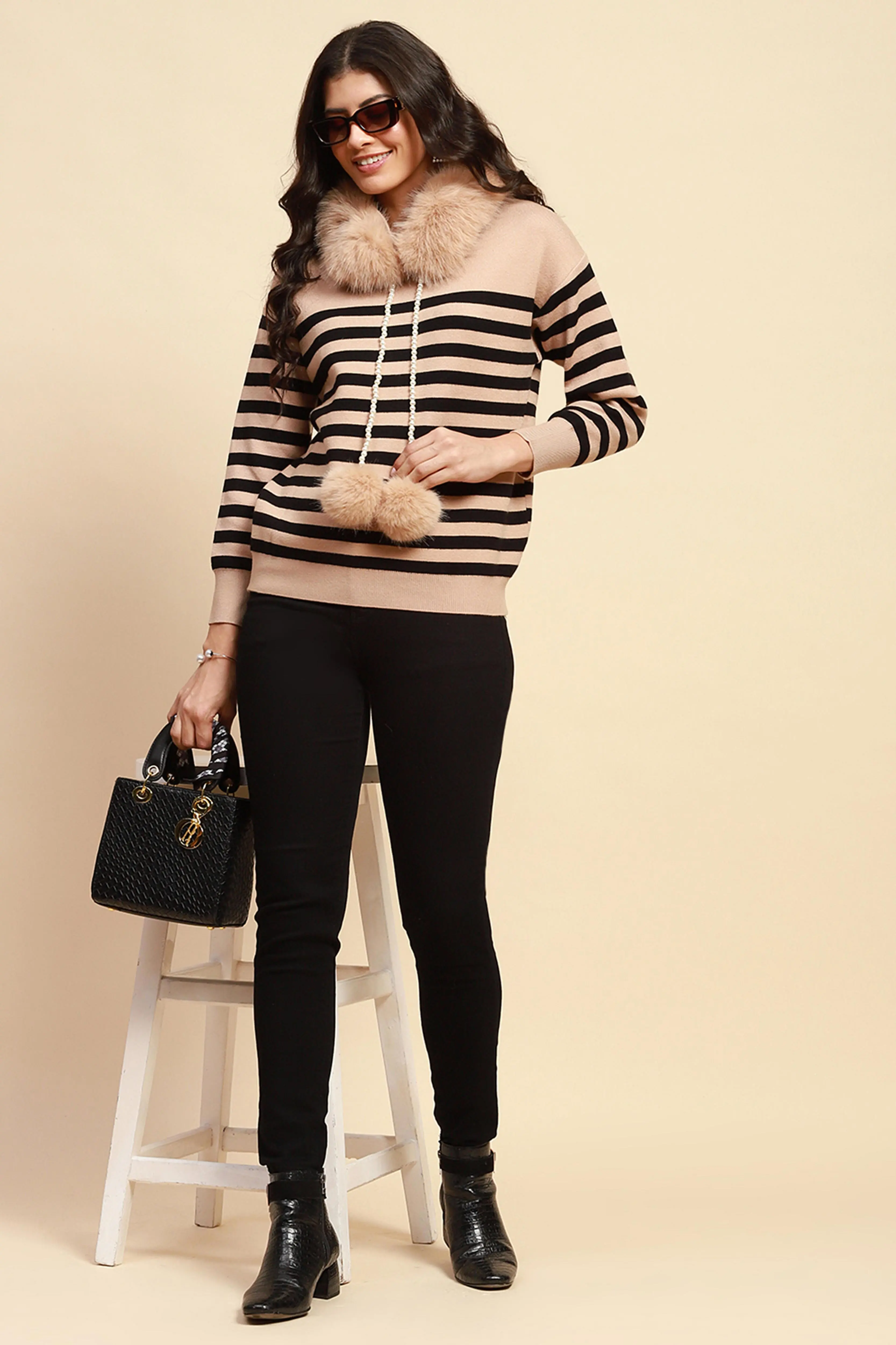Beige Viscose Relaxed Fit Pullover - Image 6
