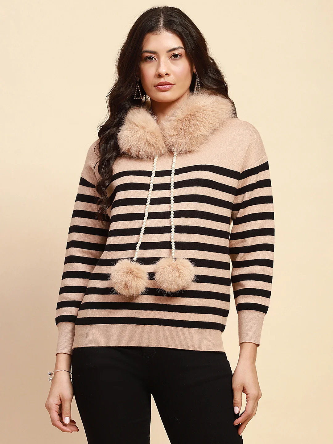 Beige Viscose Relaxed Fit Pullover - Image 8