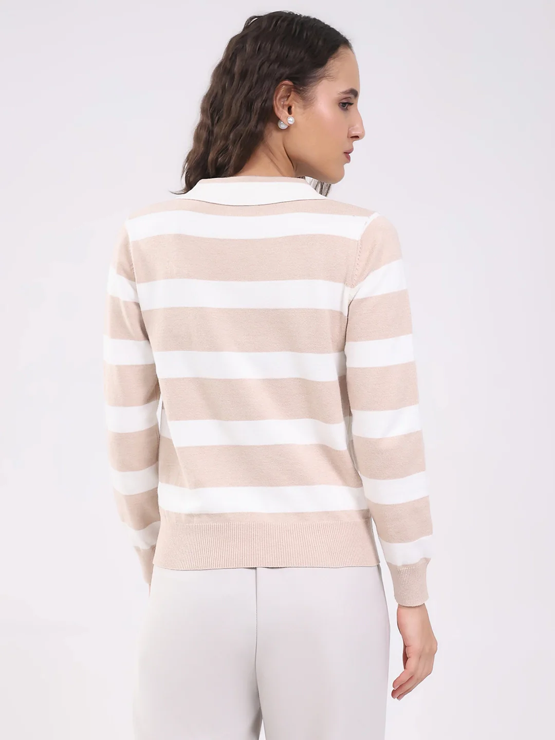 Beige Wool Blend Striped Pullover - Image 8