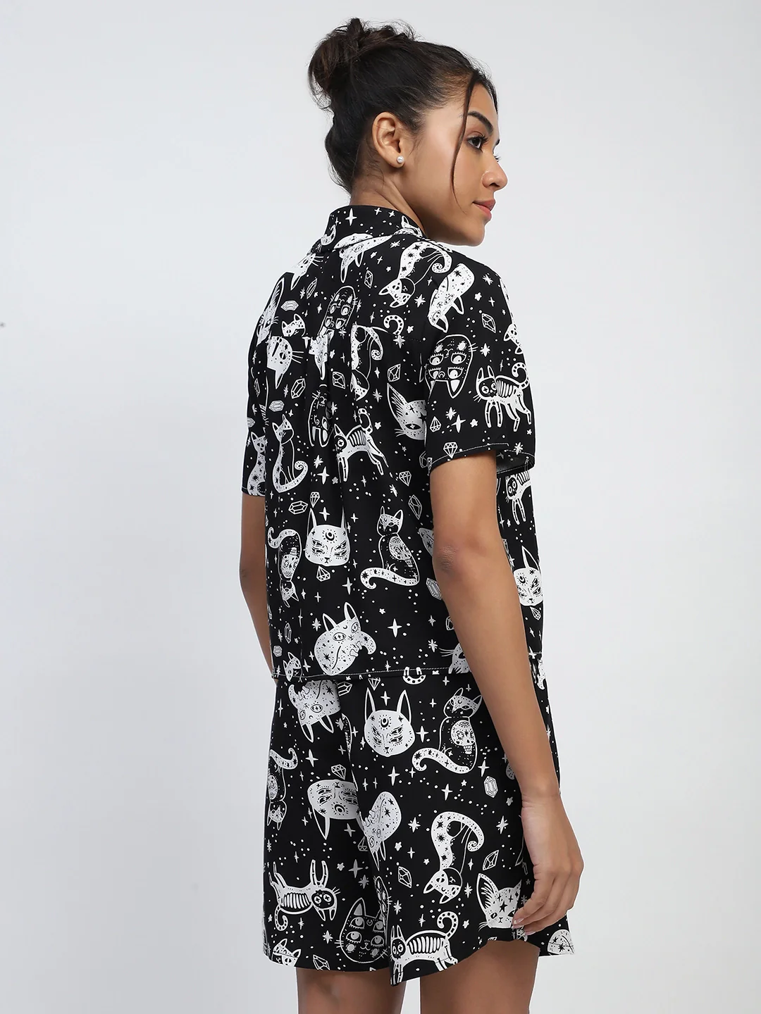 Black Abstract Print Rayon Shirt - Image 10