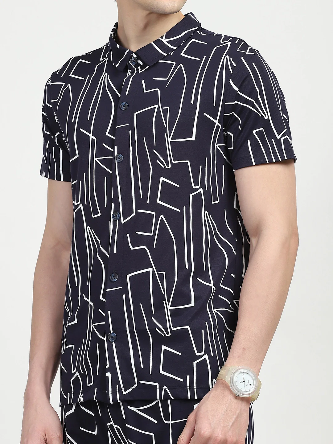 Navy Abstract Print Viscose Set - Image 14