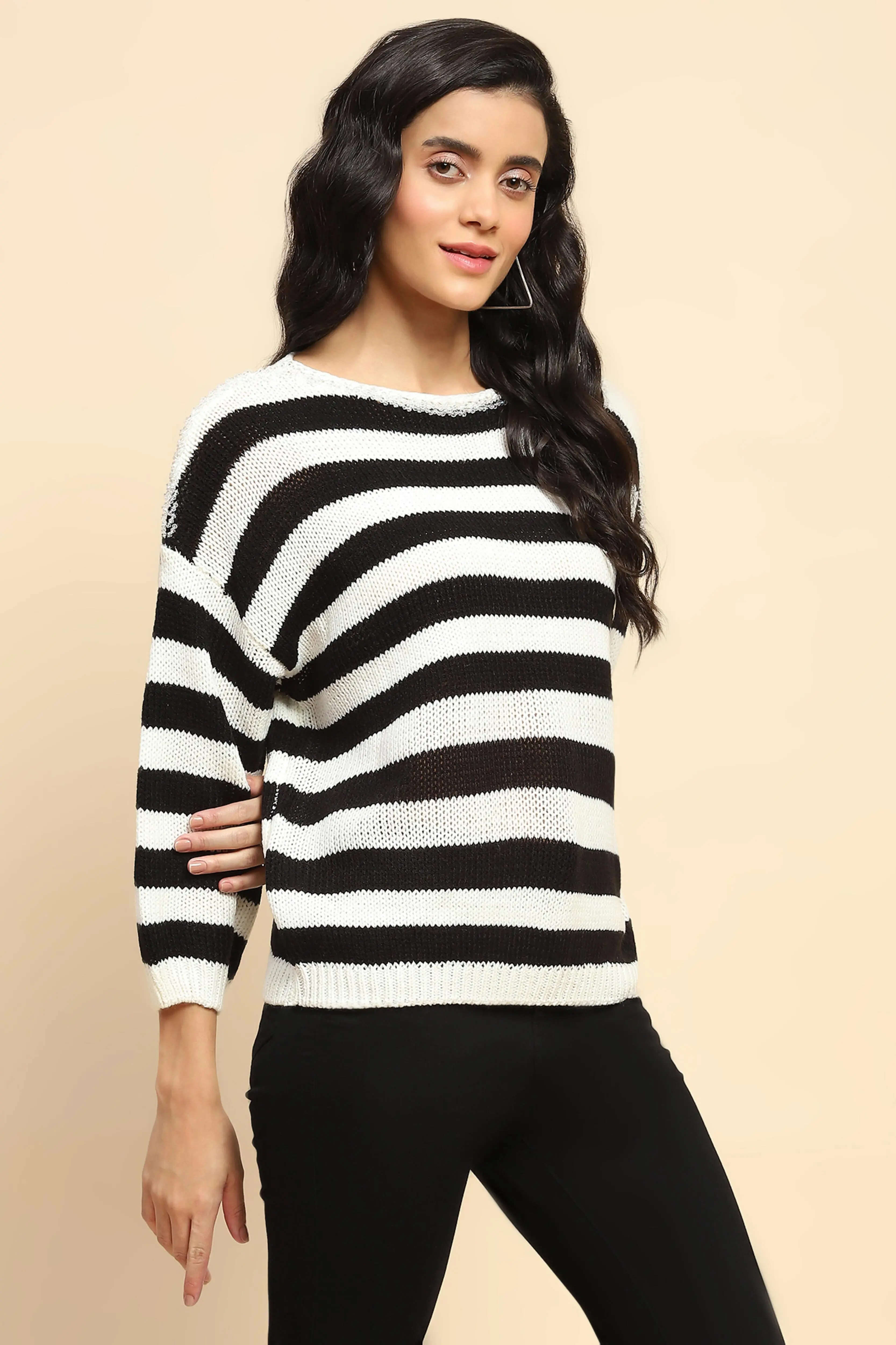 Black Acrylic Relaxed Fit Pullover - Image 3