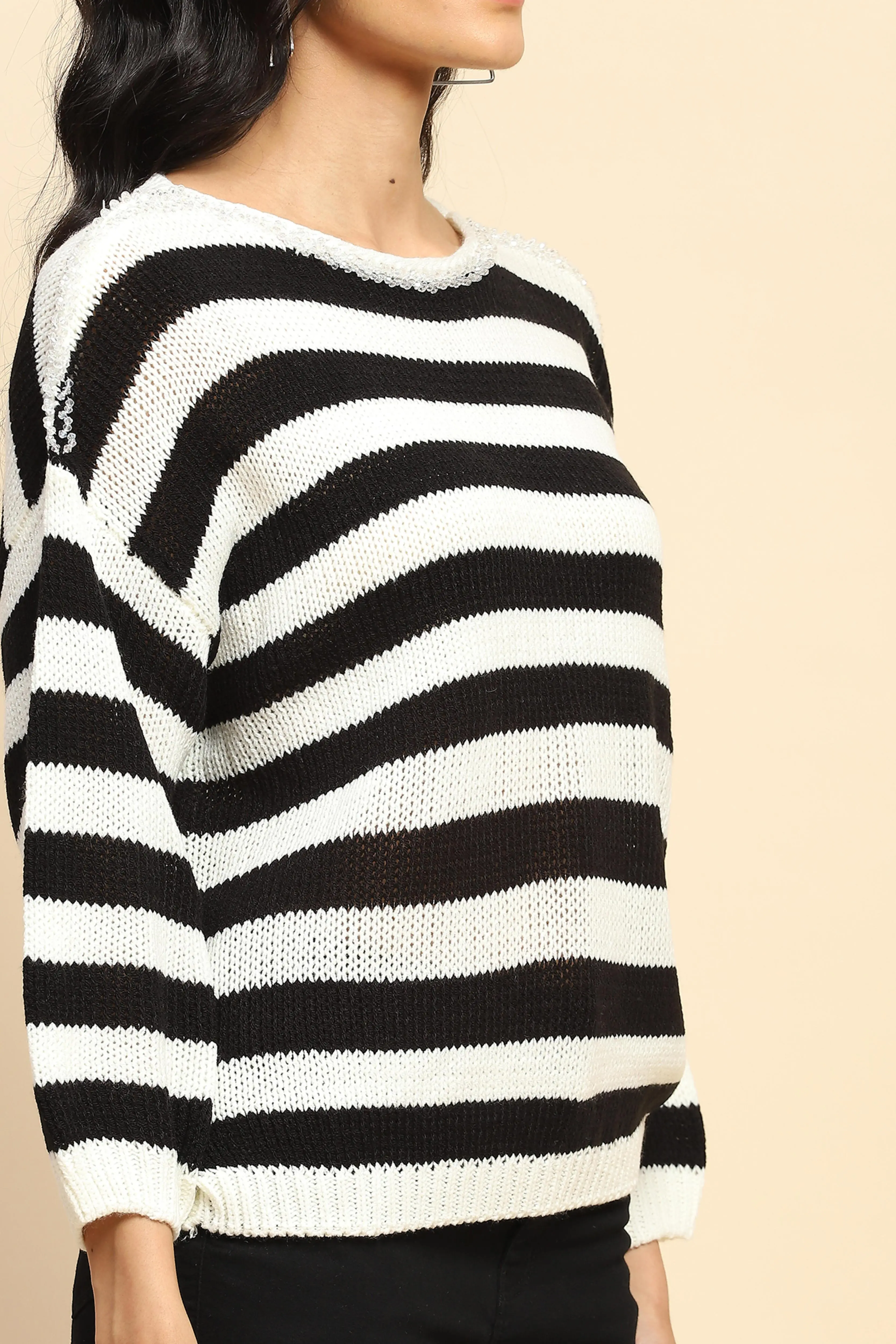 Black Acrylic Relaxed Fit Pullover - Image 5