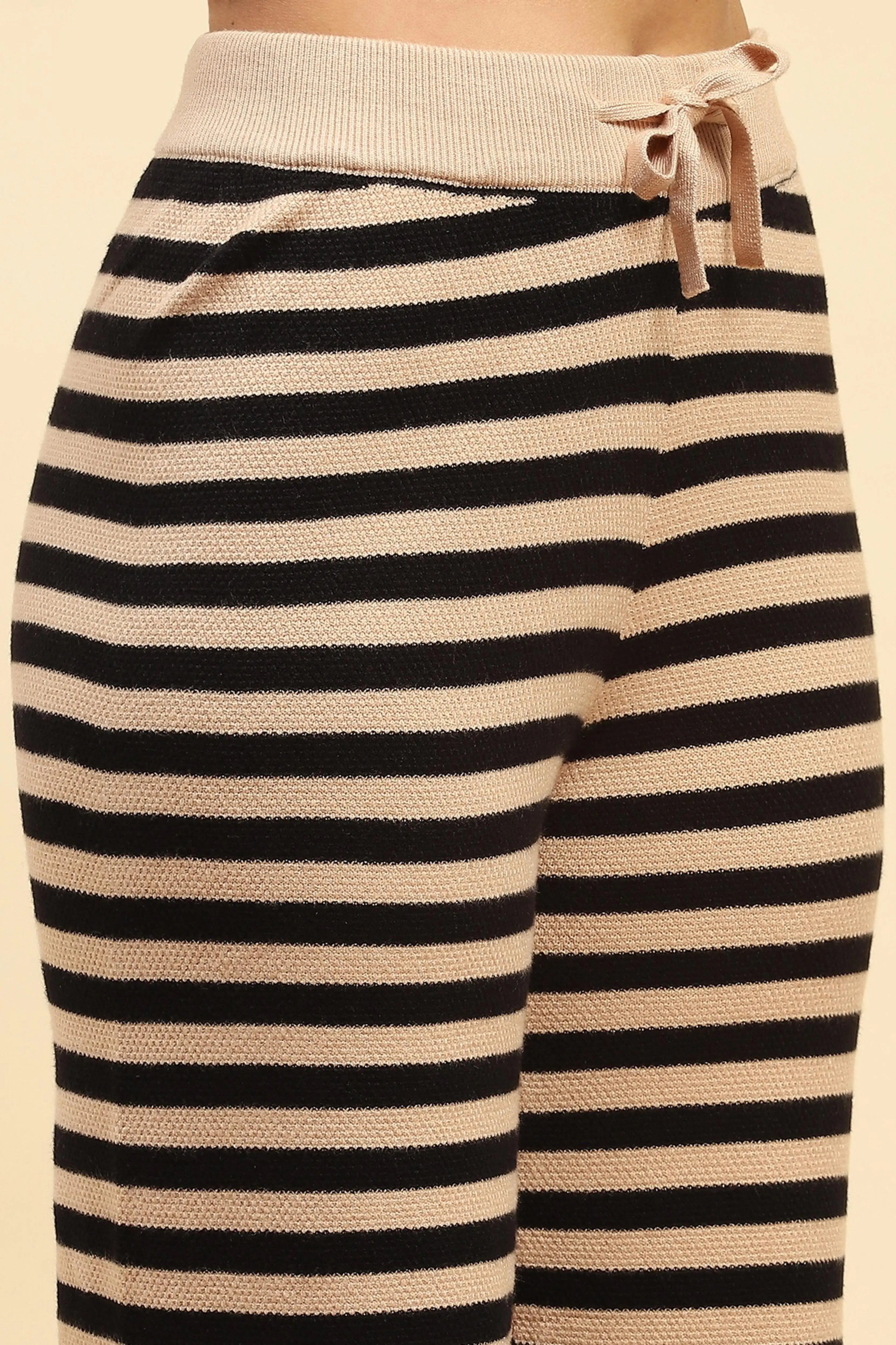 Black And Beige Striped Viscose Lower - Image 5
