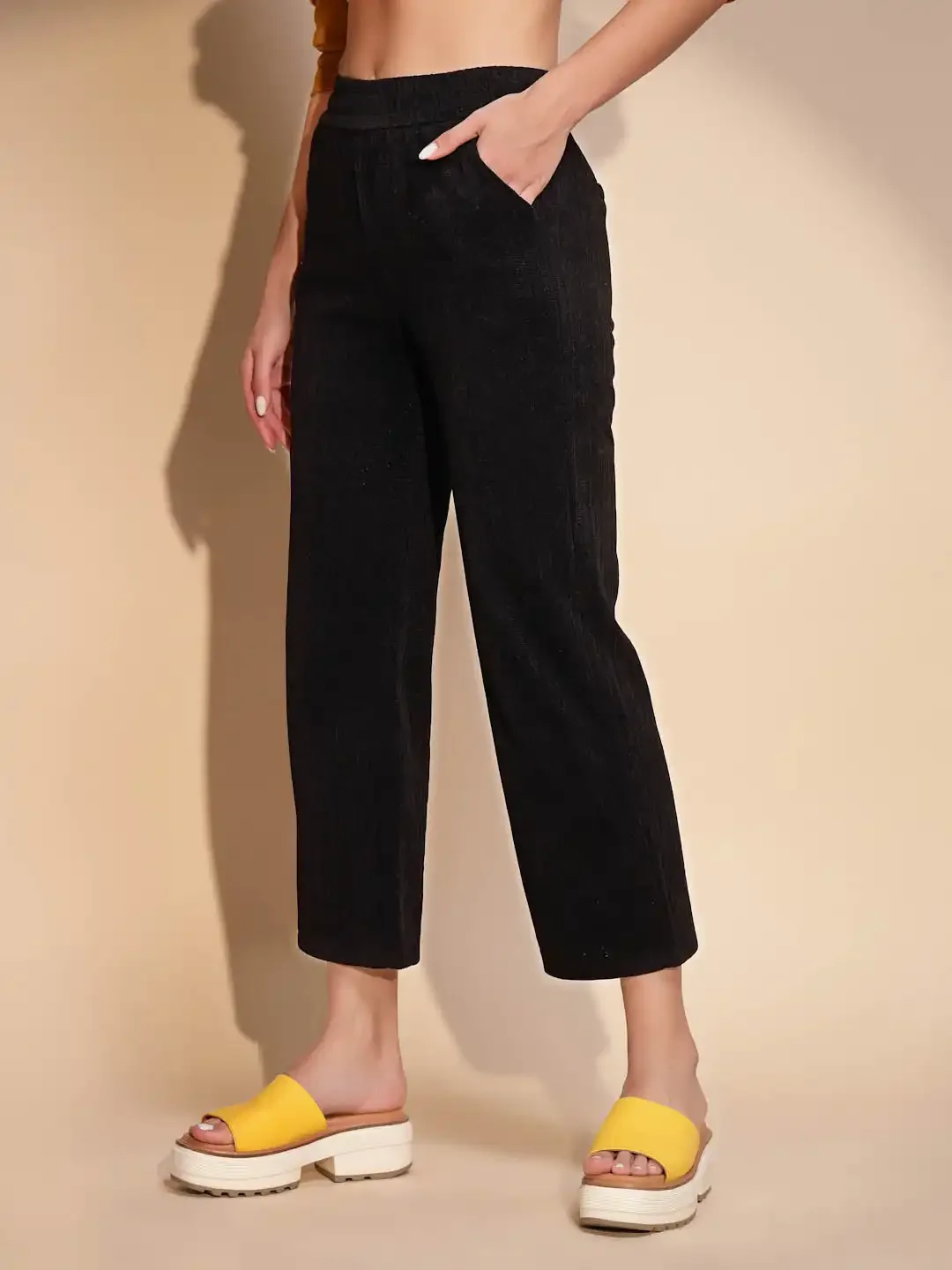 Black Cotton Blend Relaxed fit Lower - Image 10