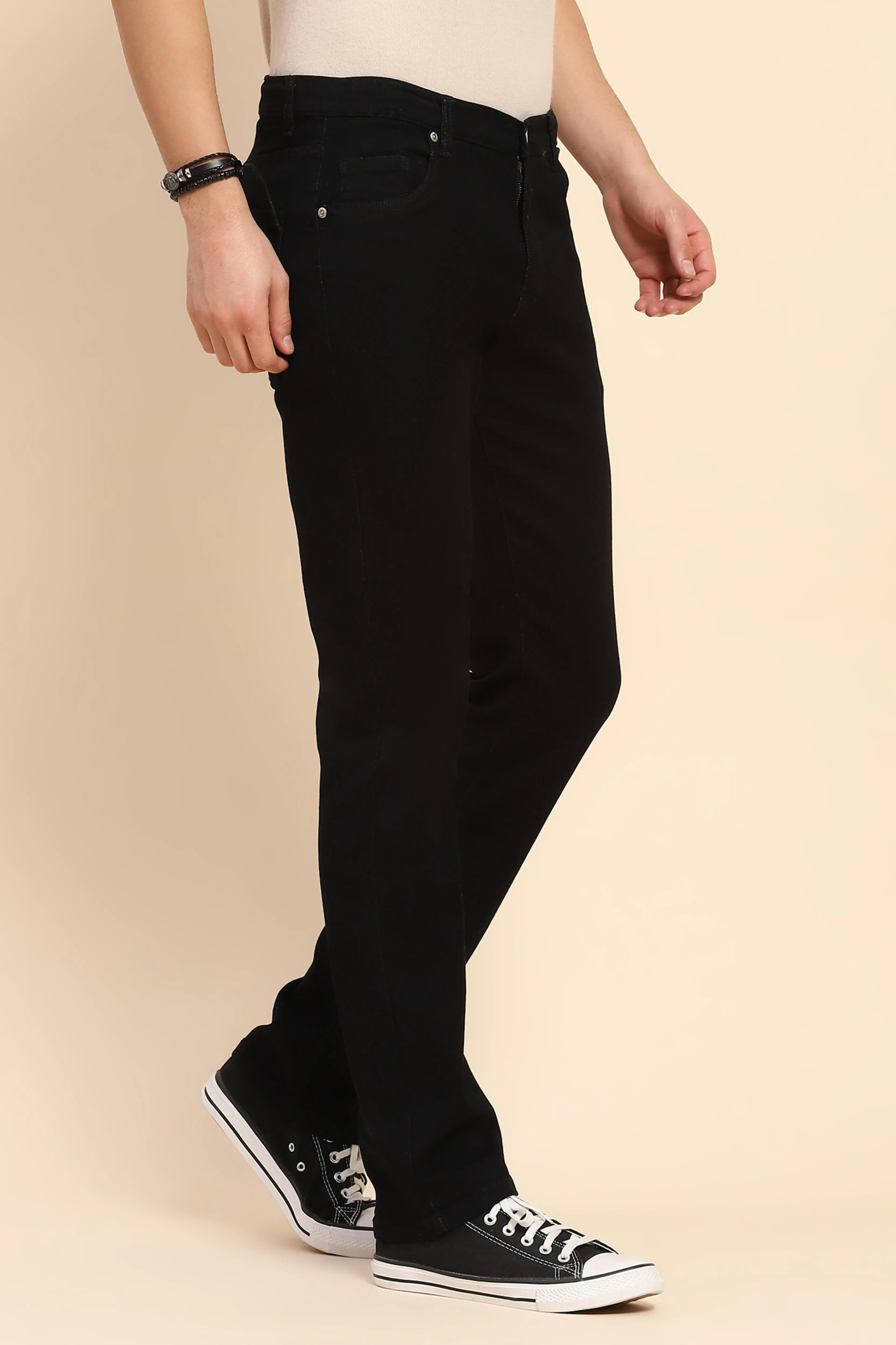 Black Cotton Blend Jeans - Image 3