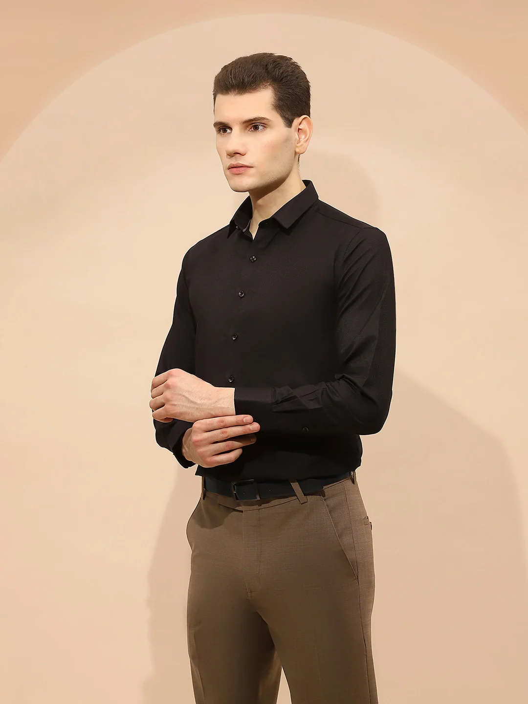 Black Tailored Fit Cotton Blend Shirt - Image 8
