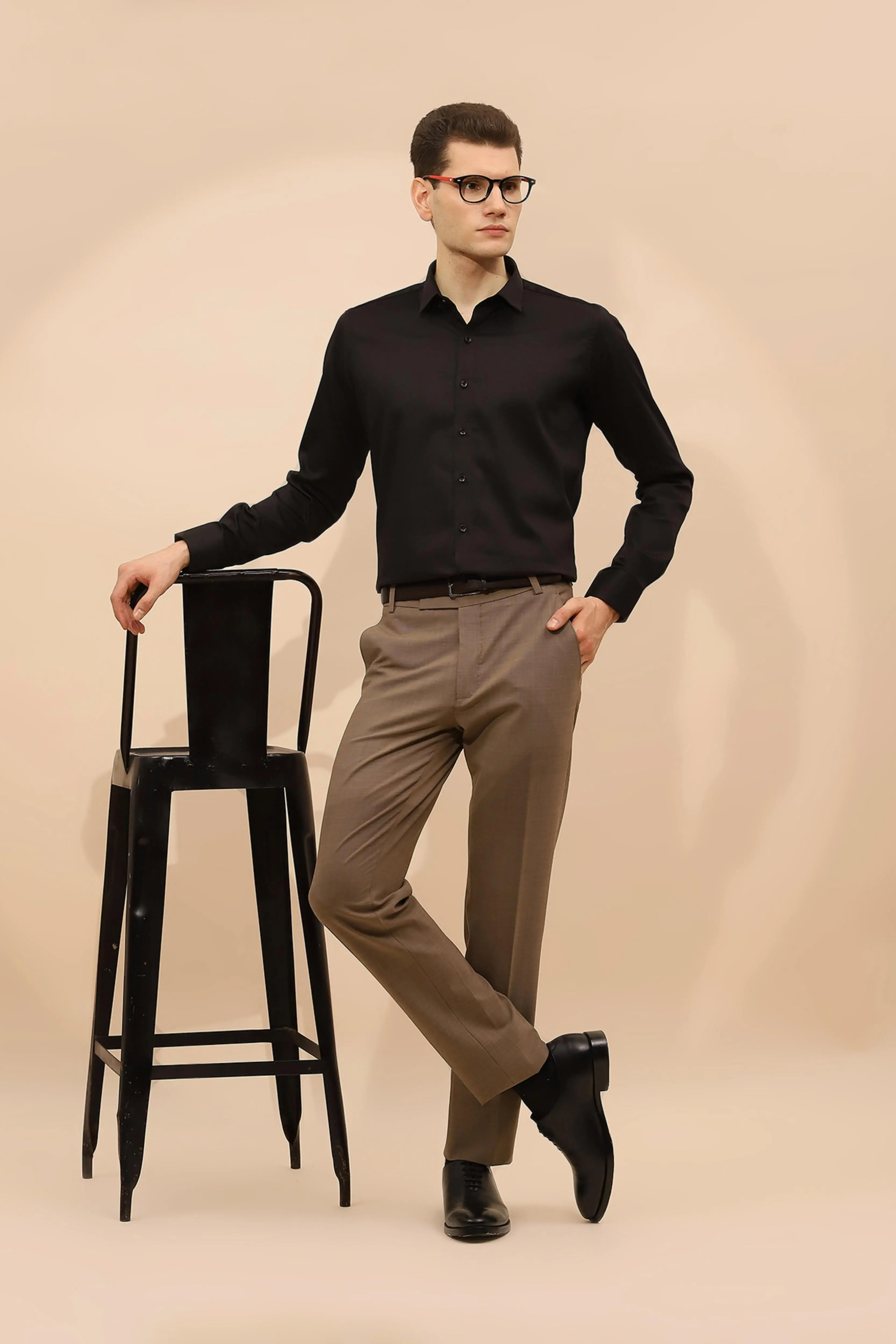 Black Cotton Blend Tailored Fit Shirt - Image 6