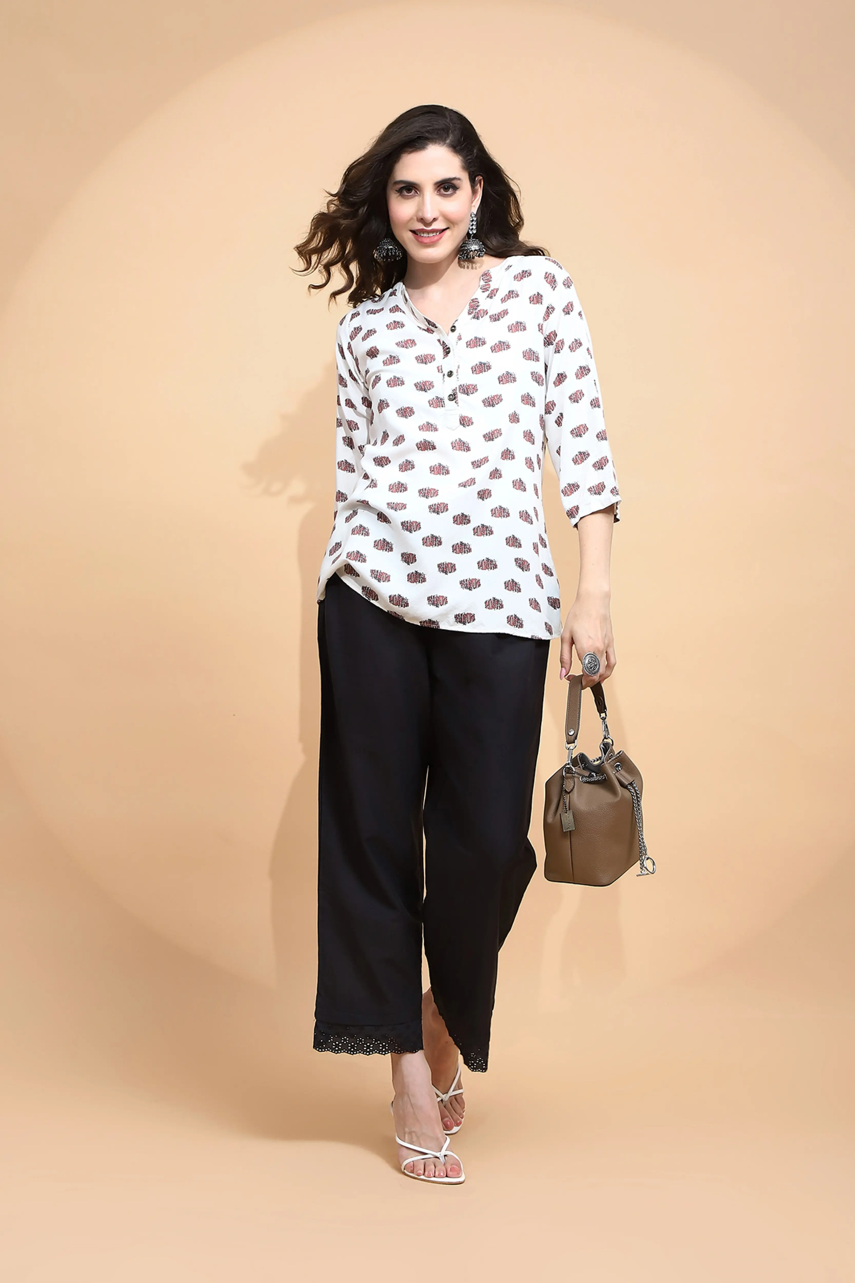 Black Cotton Loose Fit Palazzo - Image 7