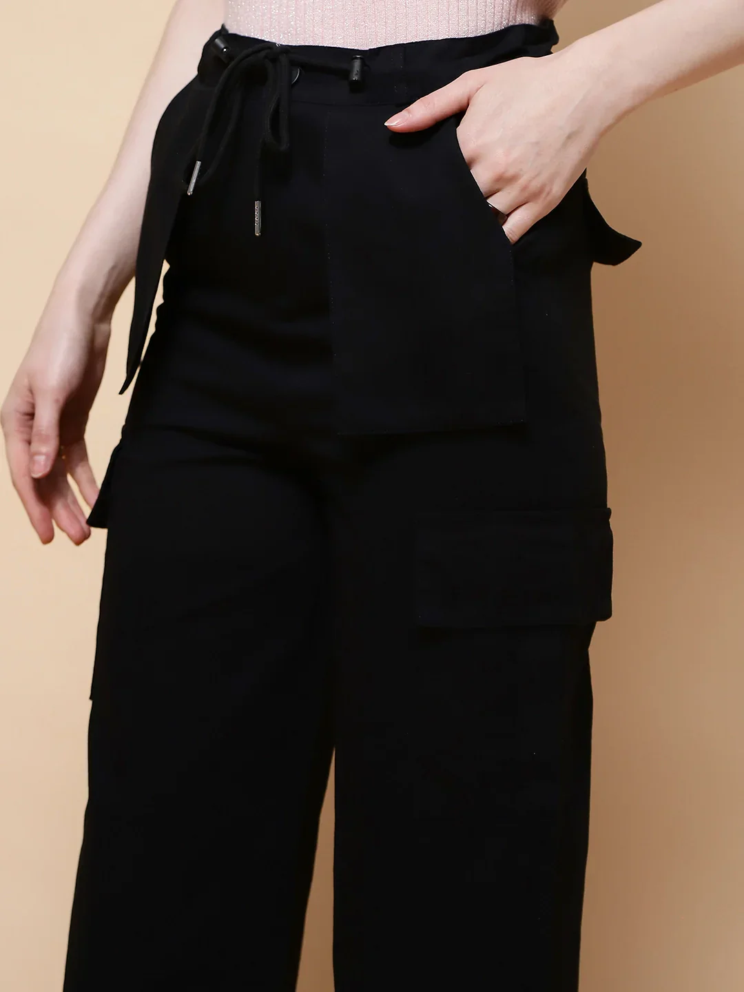 Black Cotton Cargo Pants - Image 11
