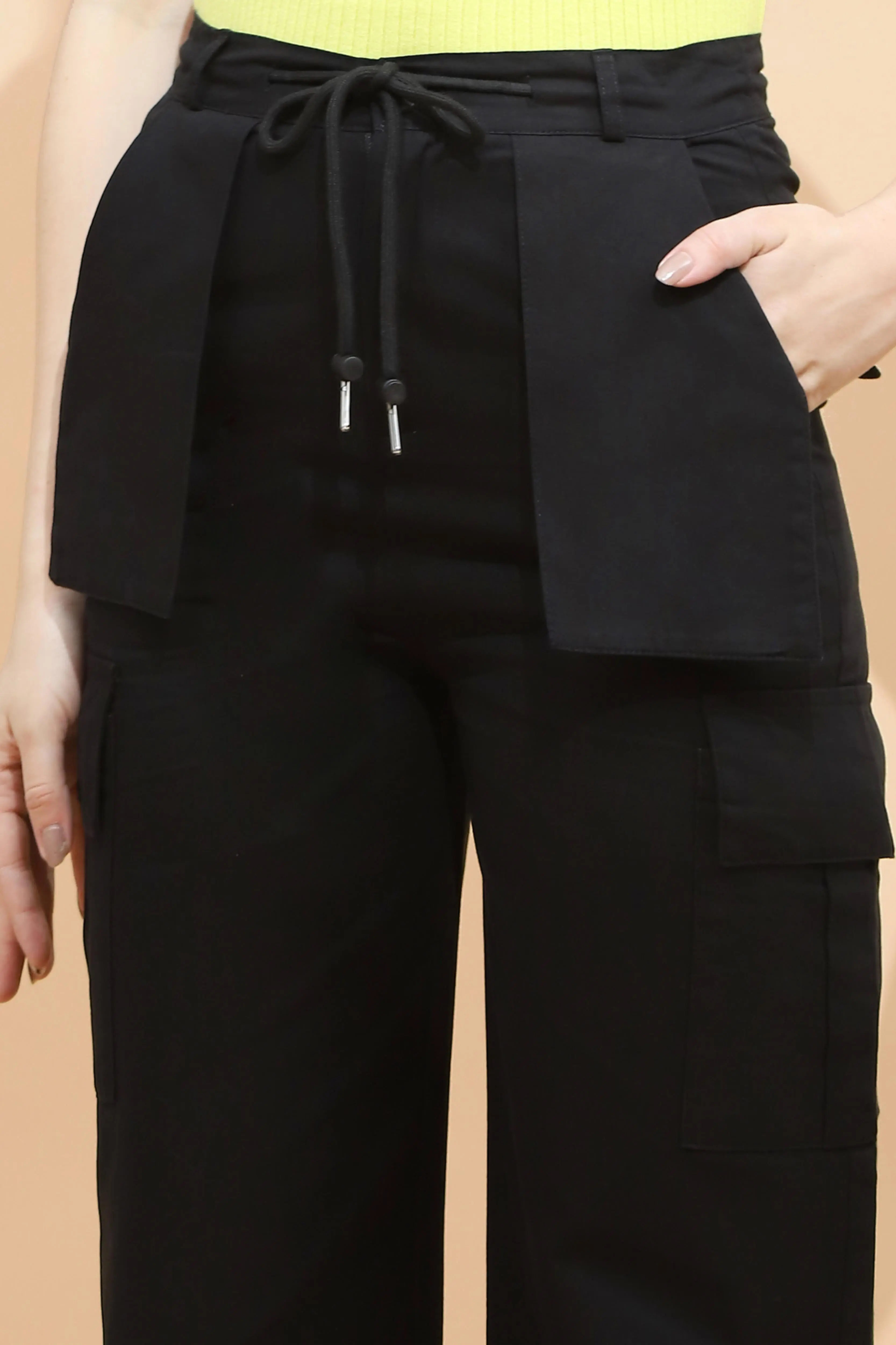 Black Cotton Cargo Pants - Image 5