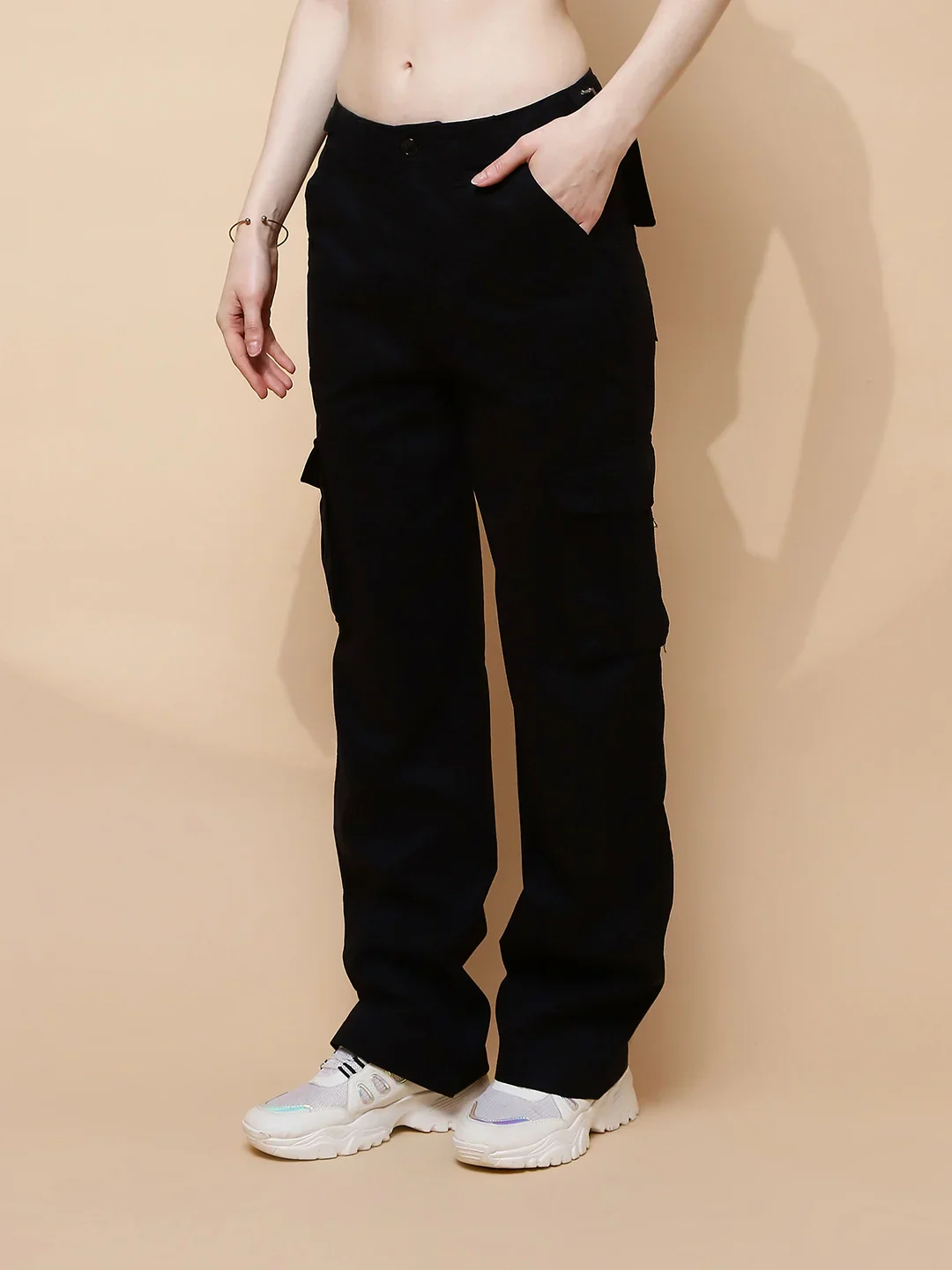 Black Relaxed Fit Cotton Cargo - Image 13