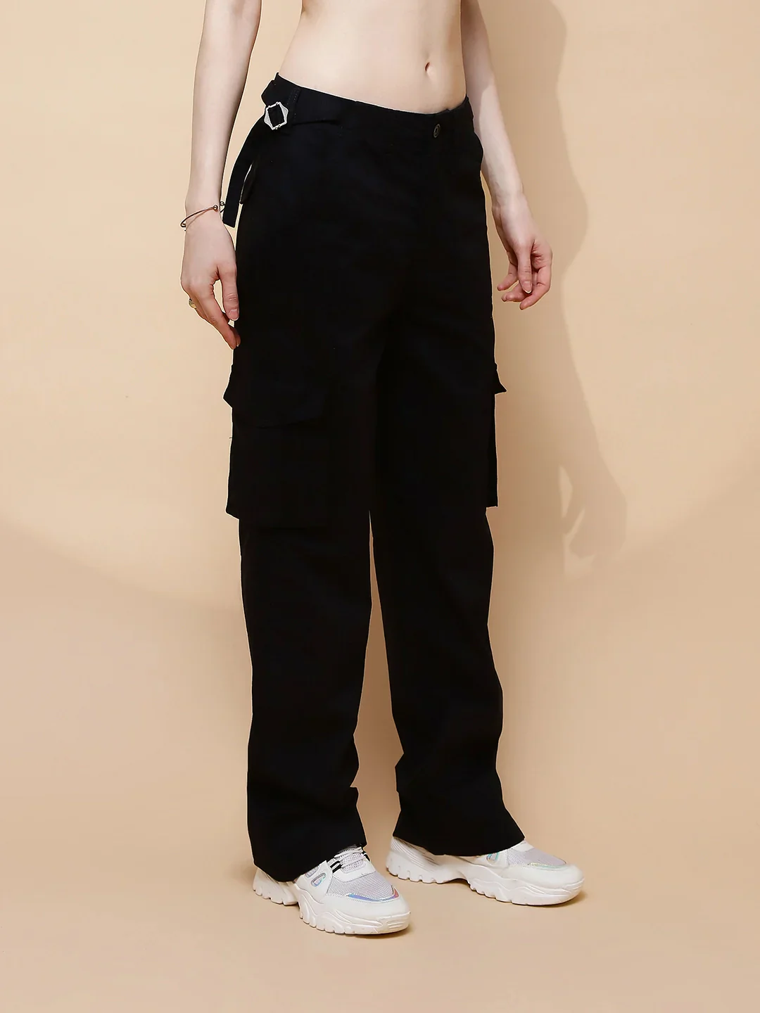 Black Relaxed Fit Cotton Cargo - Image 14