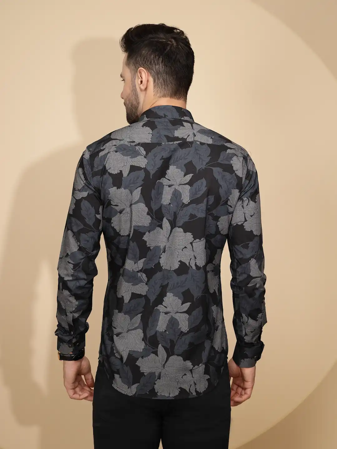 Black Cotton Regular Fit Shirt For Mens - Image 12