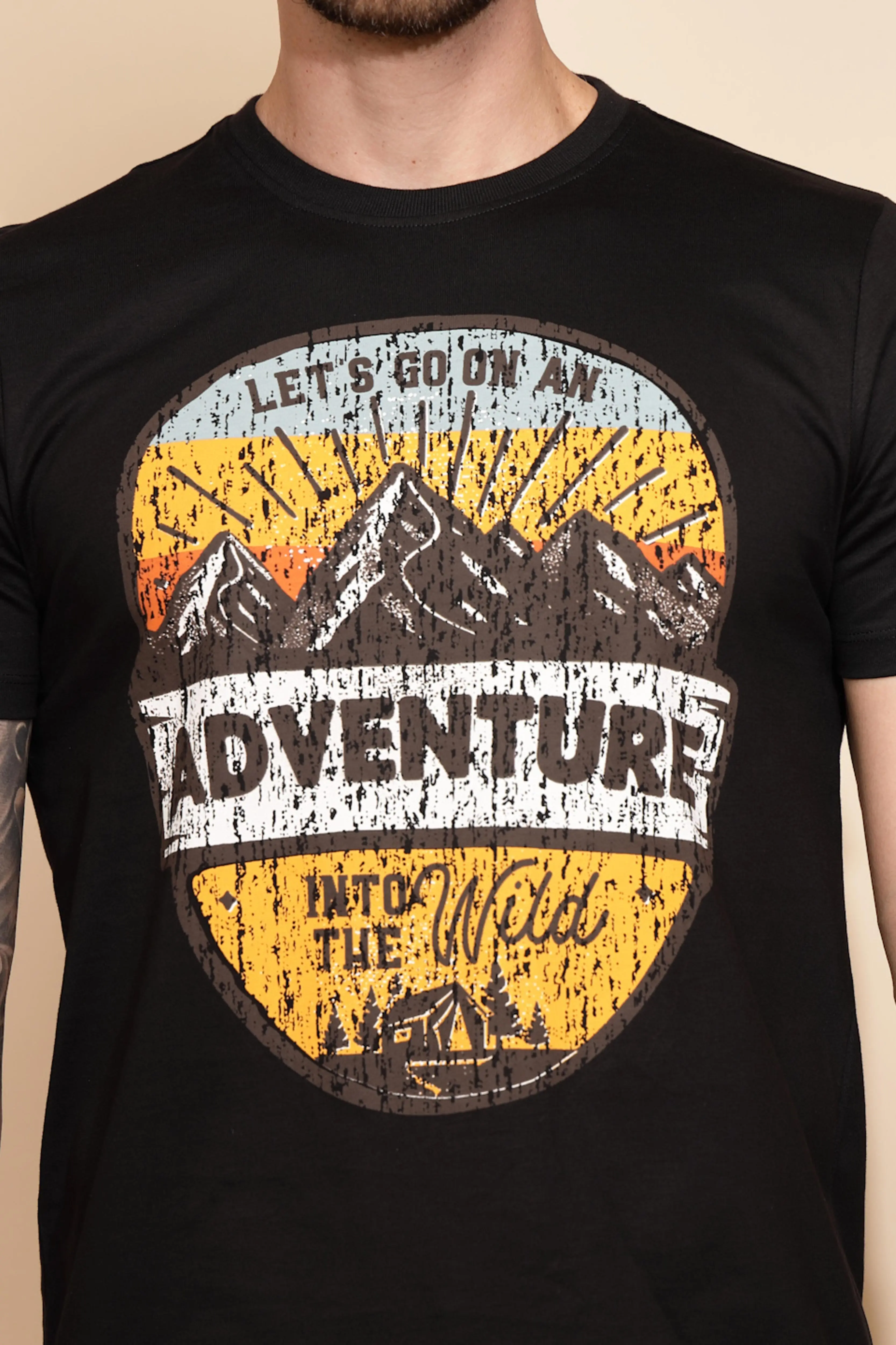 Black Cotton Regular Fit T-Shirt - Image 5
