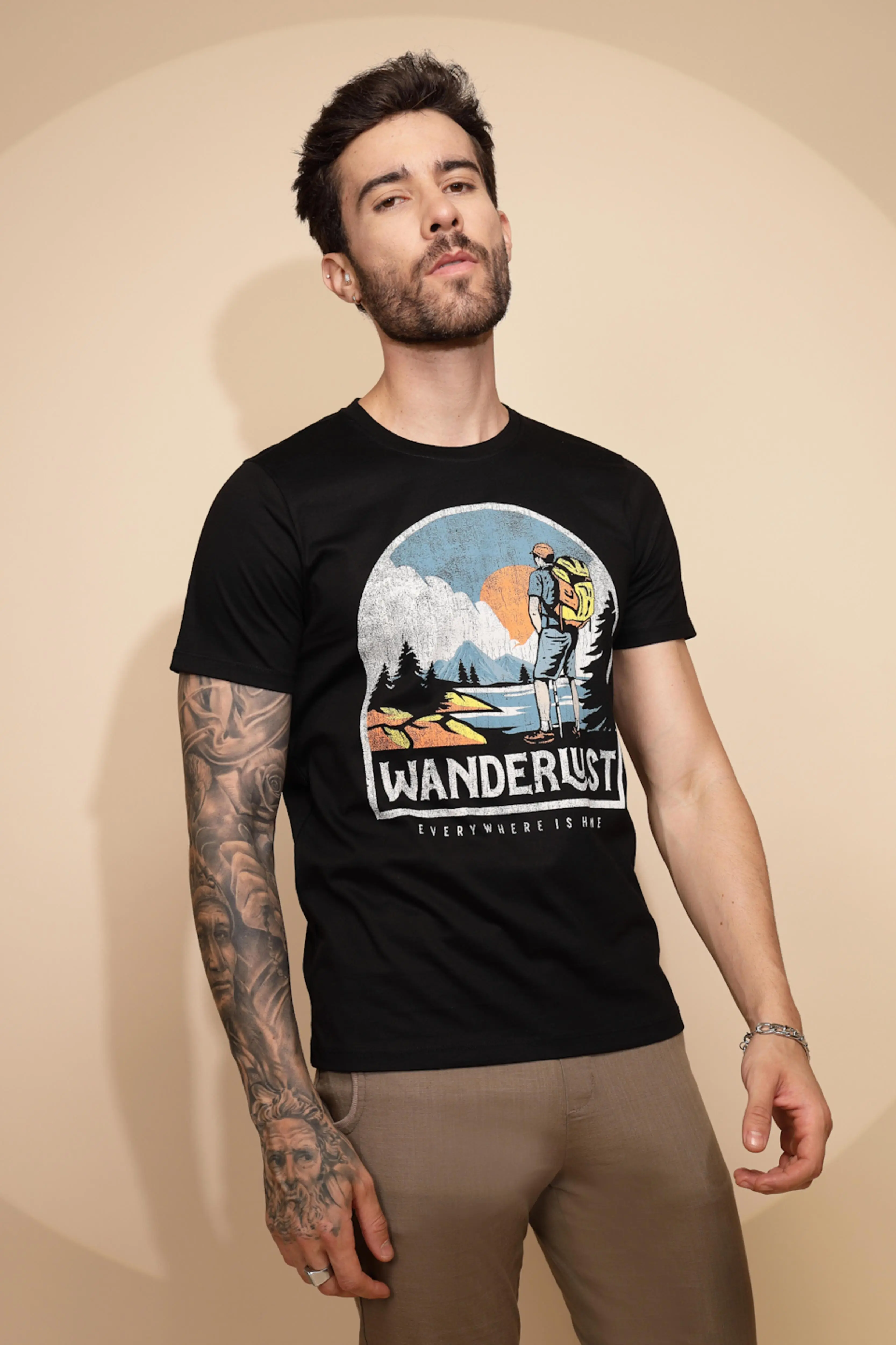 Black Printed Cotton T-Shirt - Image 3