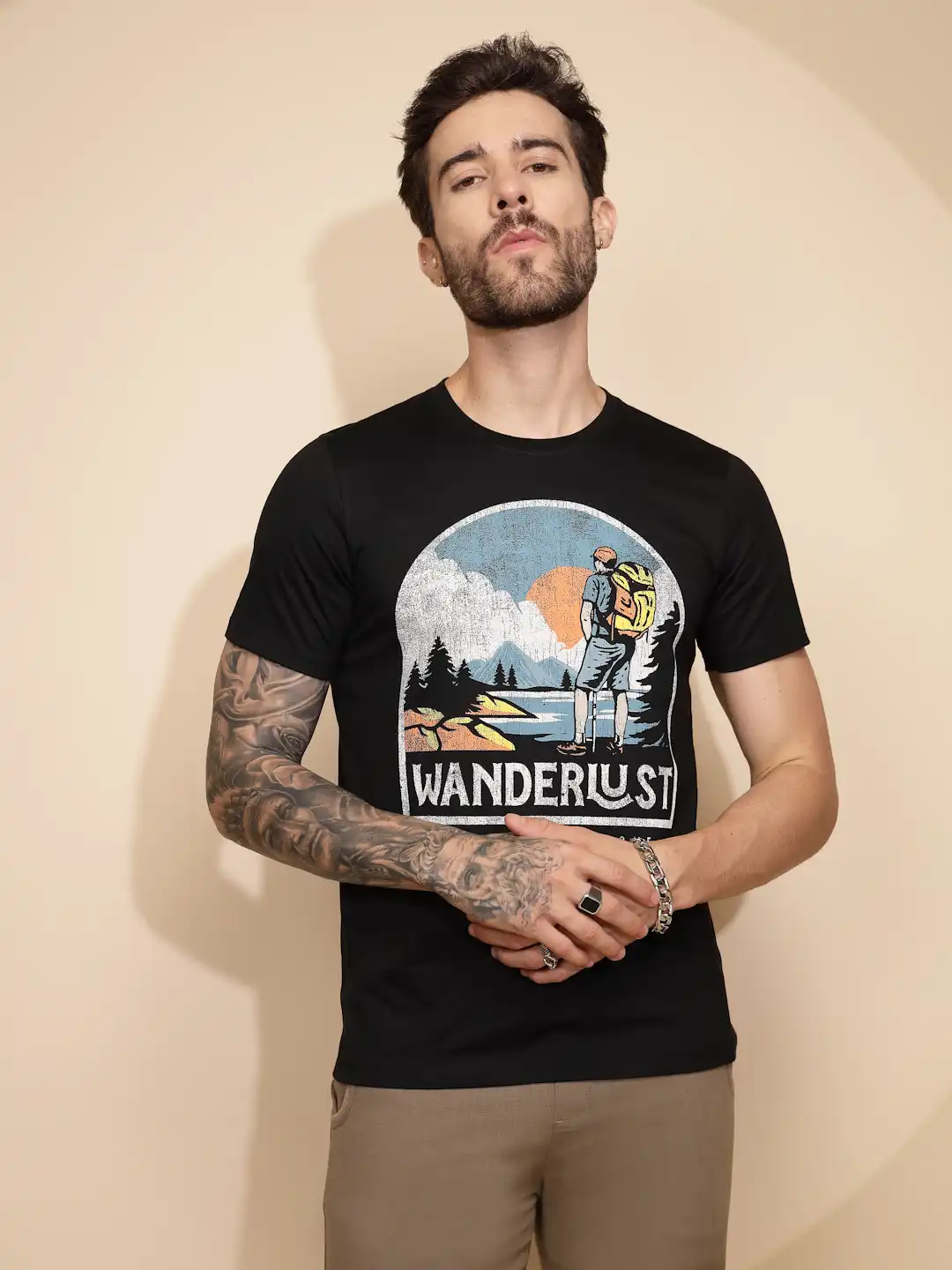 Black Printed Cotton T-Shirt - Image 8