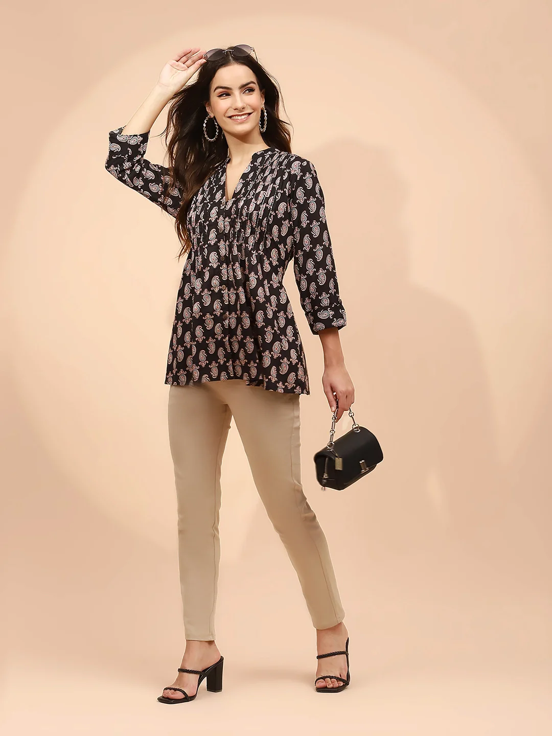 Black Paisley Print Cotton Tunic - Image 9