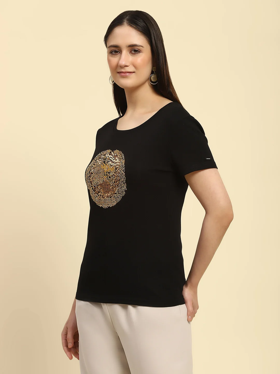 Black Embellished Cotton Top - Image 11