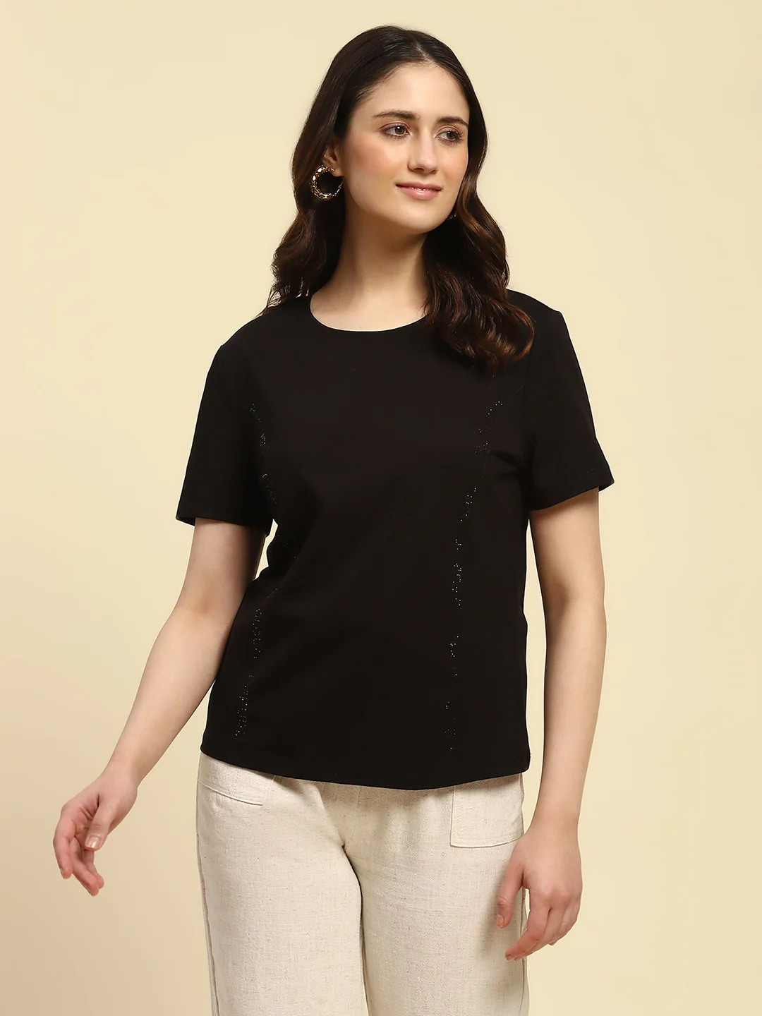 Black Cotton Embroidered Top - Image 14