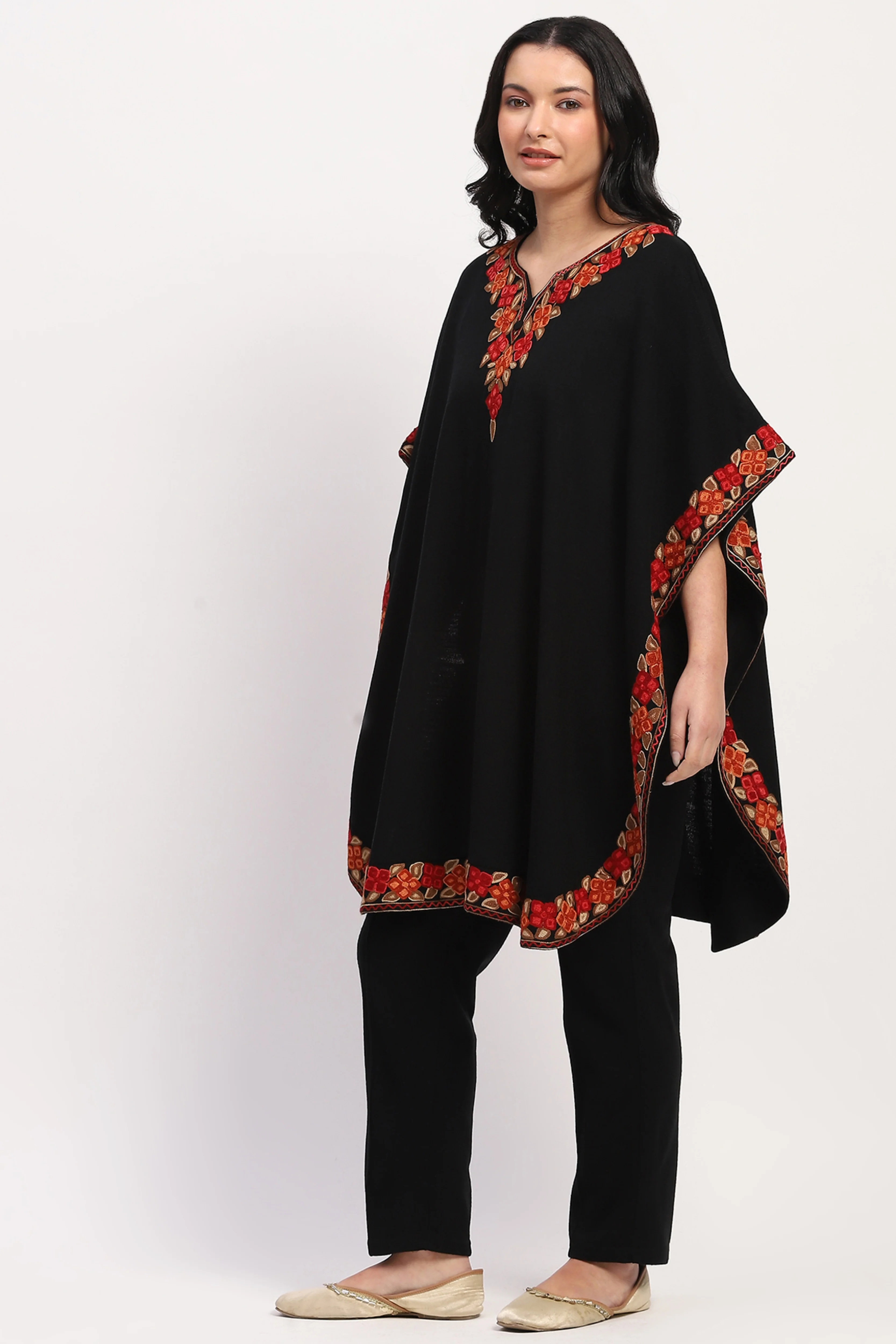 Black Embroidered Ethnic Cape - Image 4