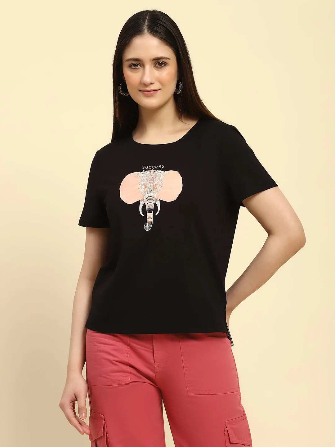 Black Embroidered Modal Top - Image 13