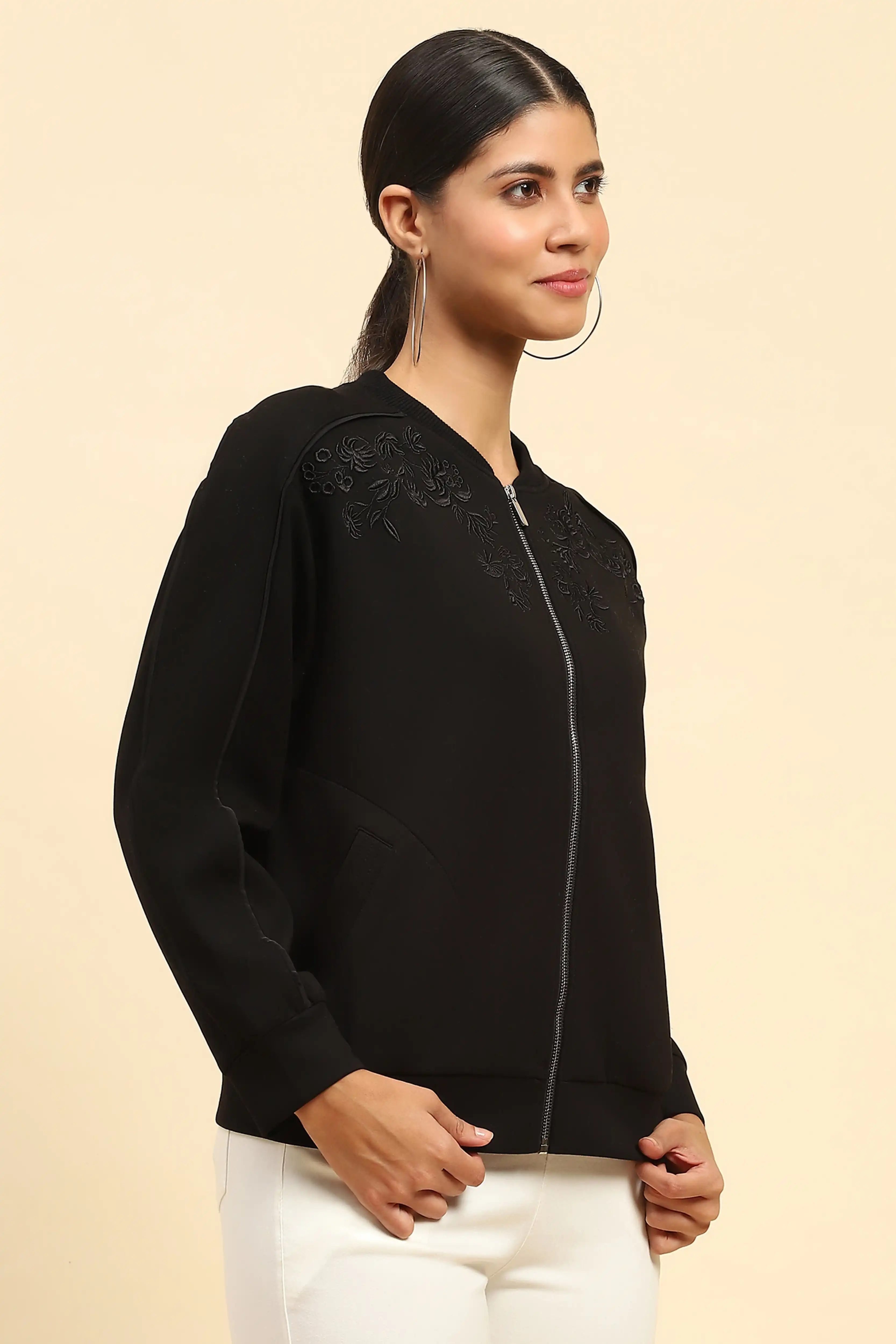Black Embroidered Sweatshirt - Image 2