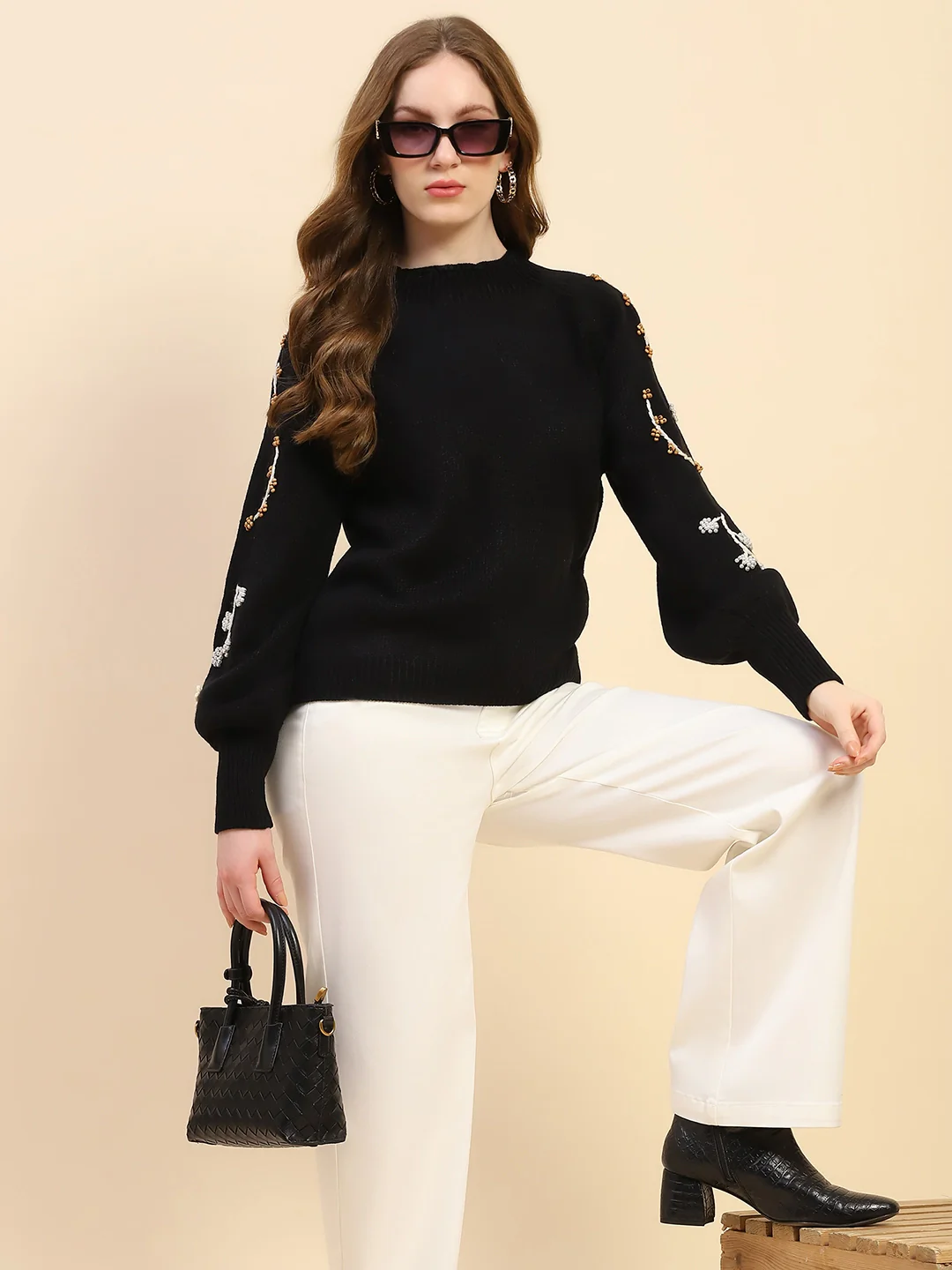 Black Embroidered Viscose Sweater - Image 11