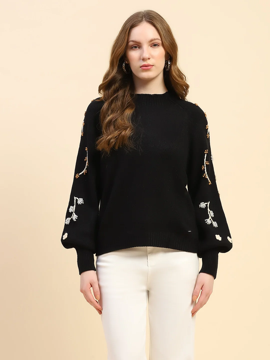 Black Embroidered Viscose Sweater - Image 5