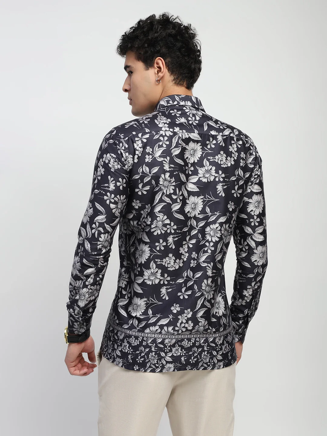 Black Floral Cotton Shirt - Image 13